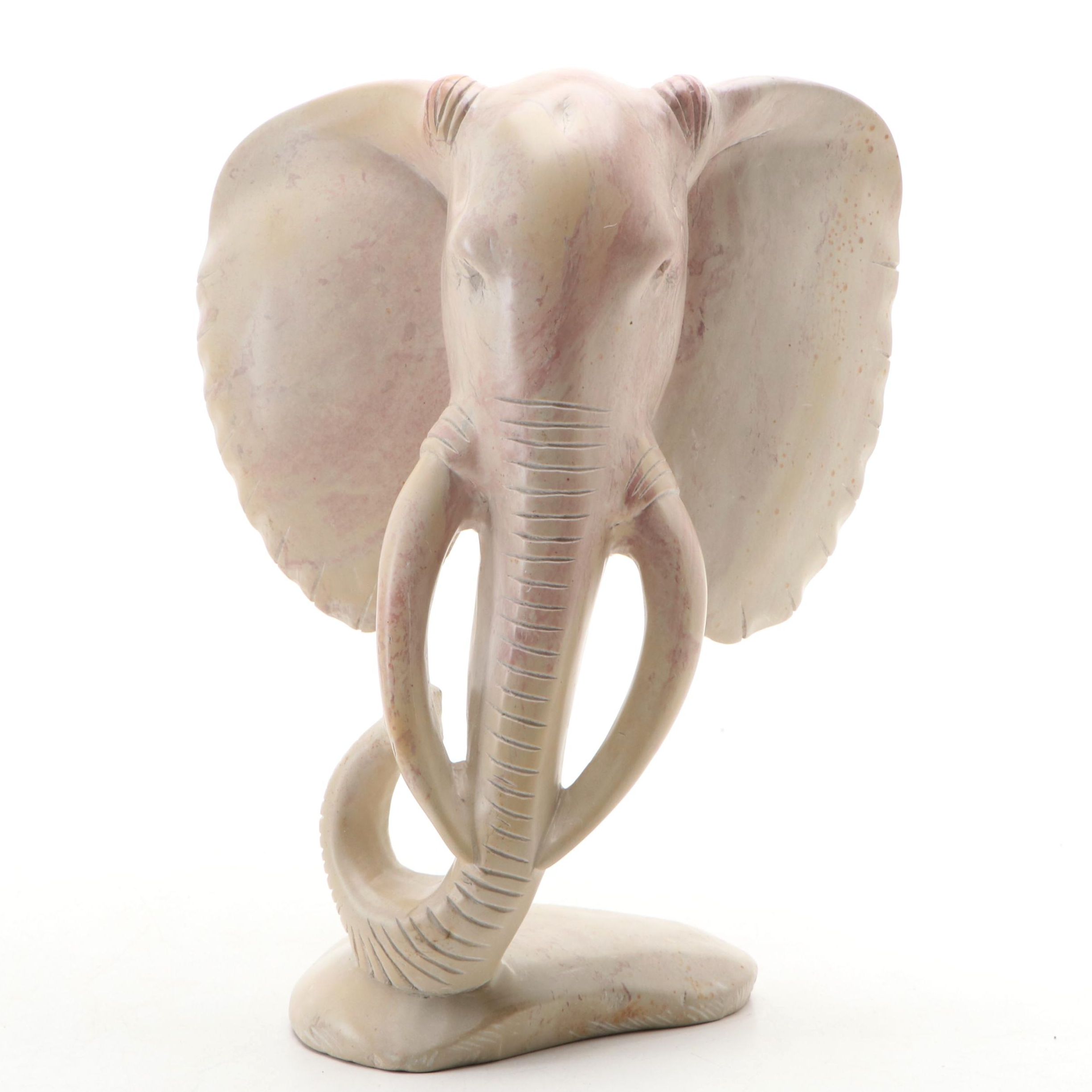 Carved Soapstone Elephant Bust