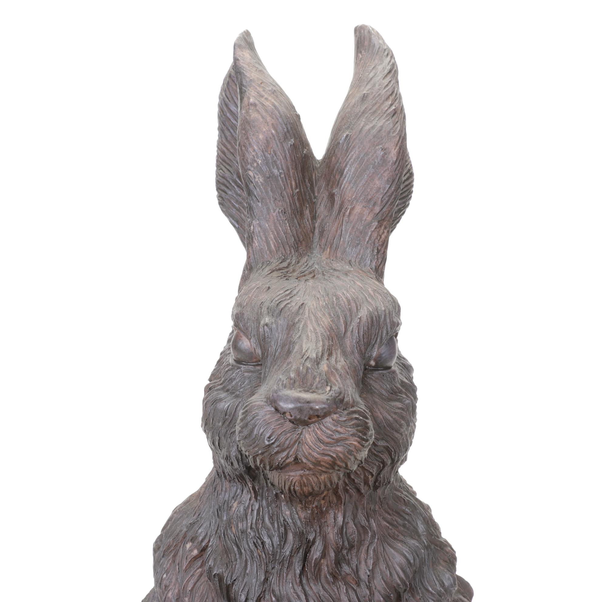 Standing Rabbit with Basket Cast Resin Figure