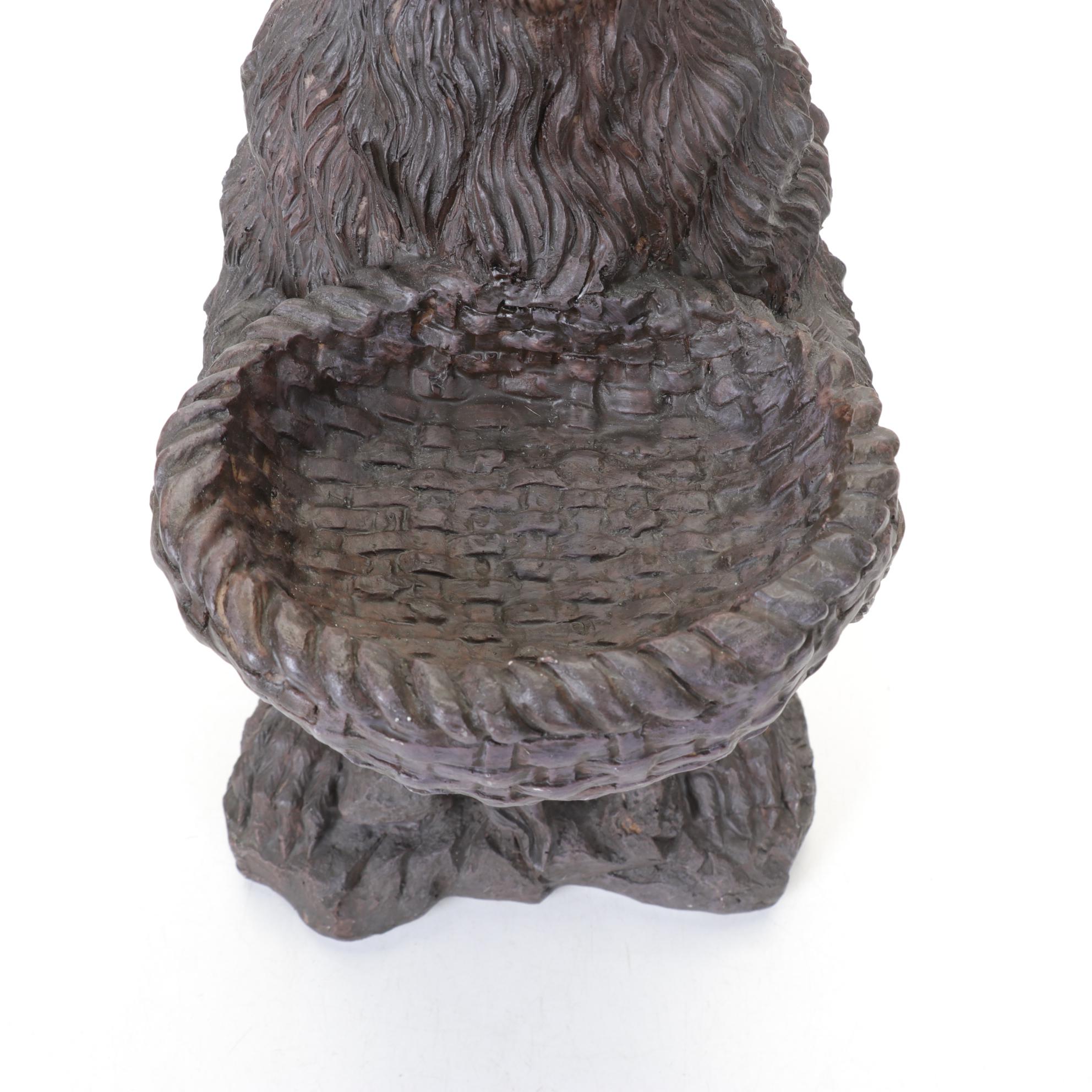 Standing Rabbit with Basket Cast Resin Figure