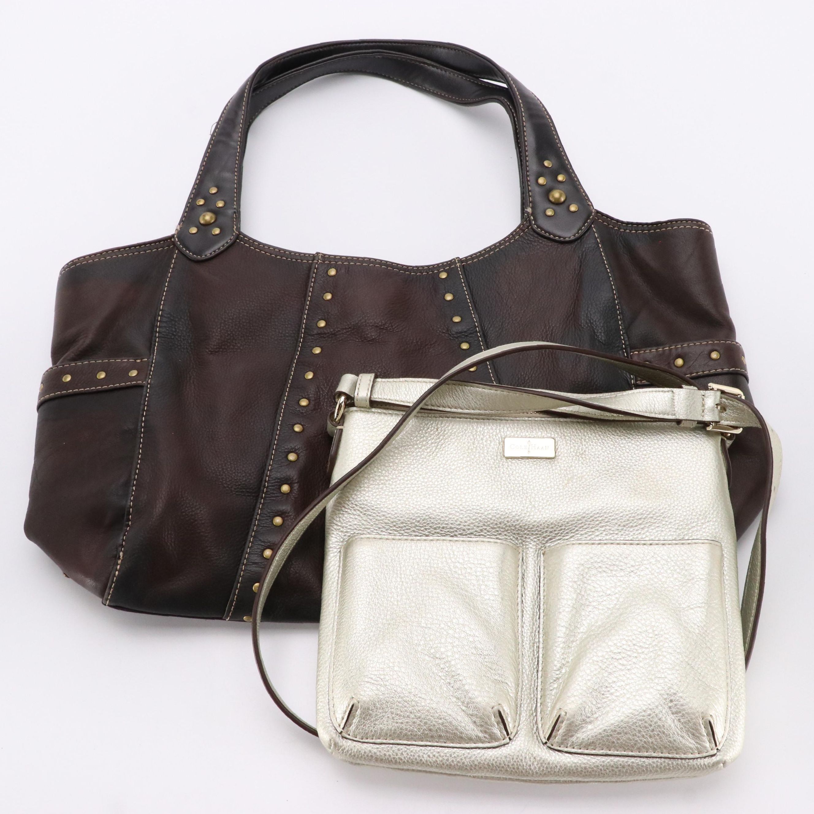 Cole Haan Metallic Leather Crossbody Bag and Kenneth Cole Brown Shoulder Bag