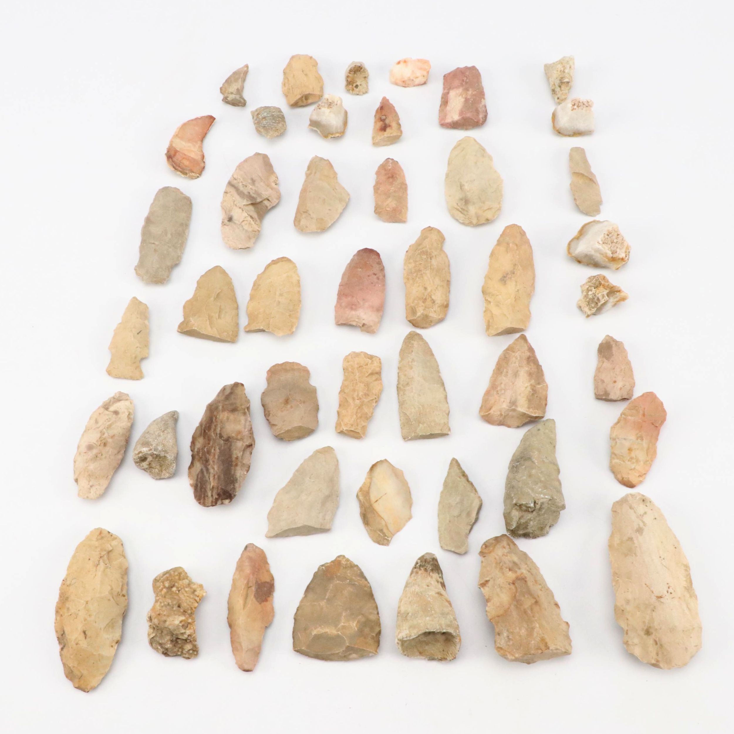 Native American Chert and Flint Scrapers, Points and Blades