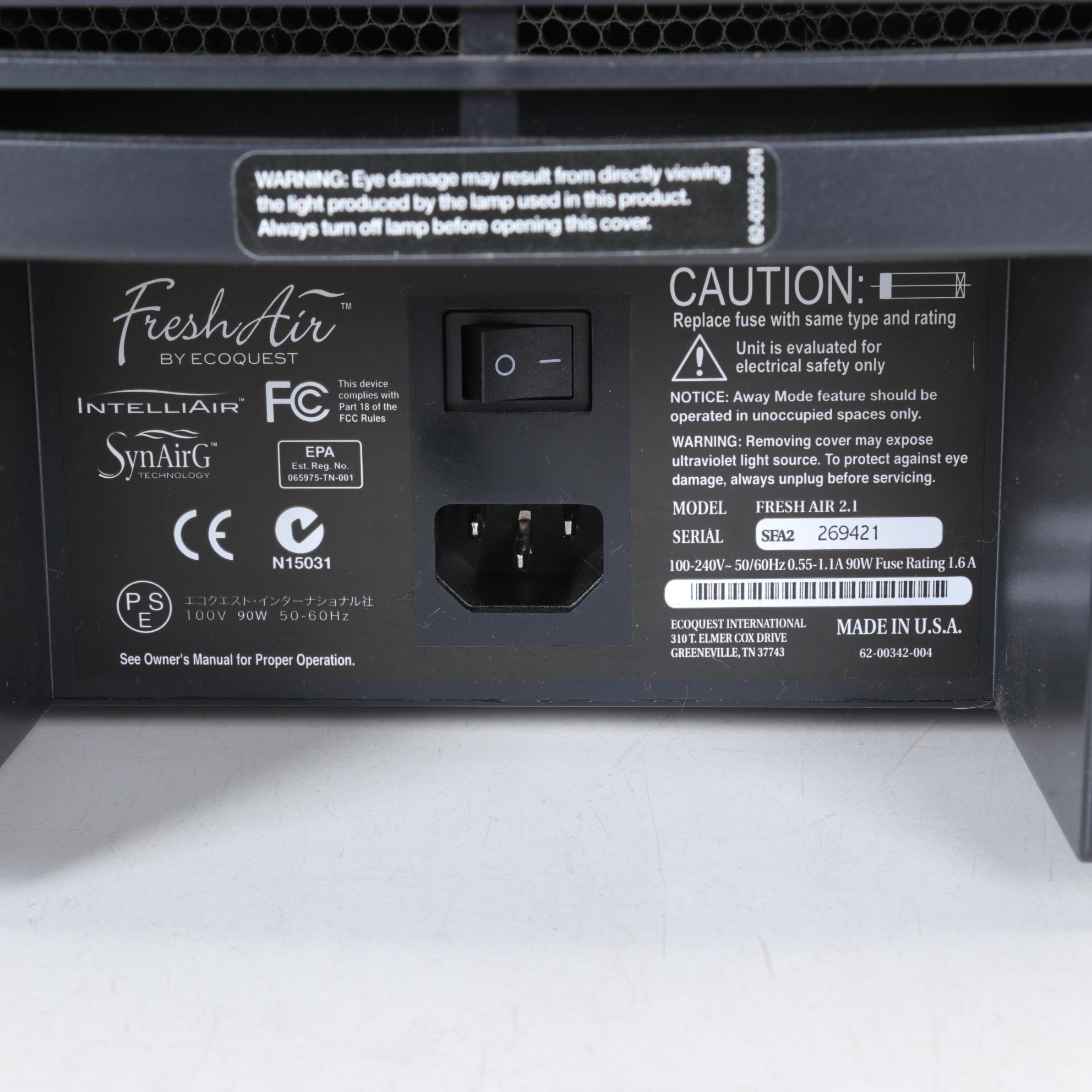 Fresh Air by Ecoquest Air Purifier with SynAirG Technology