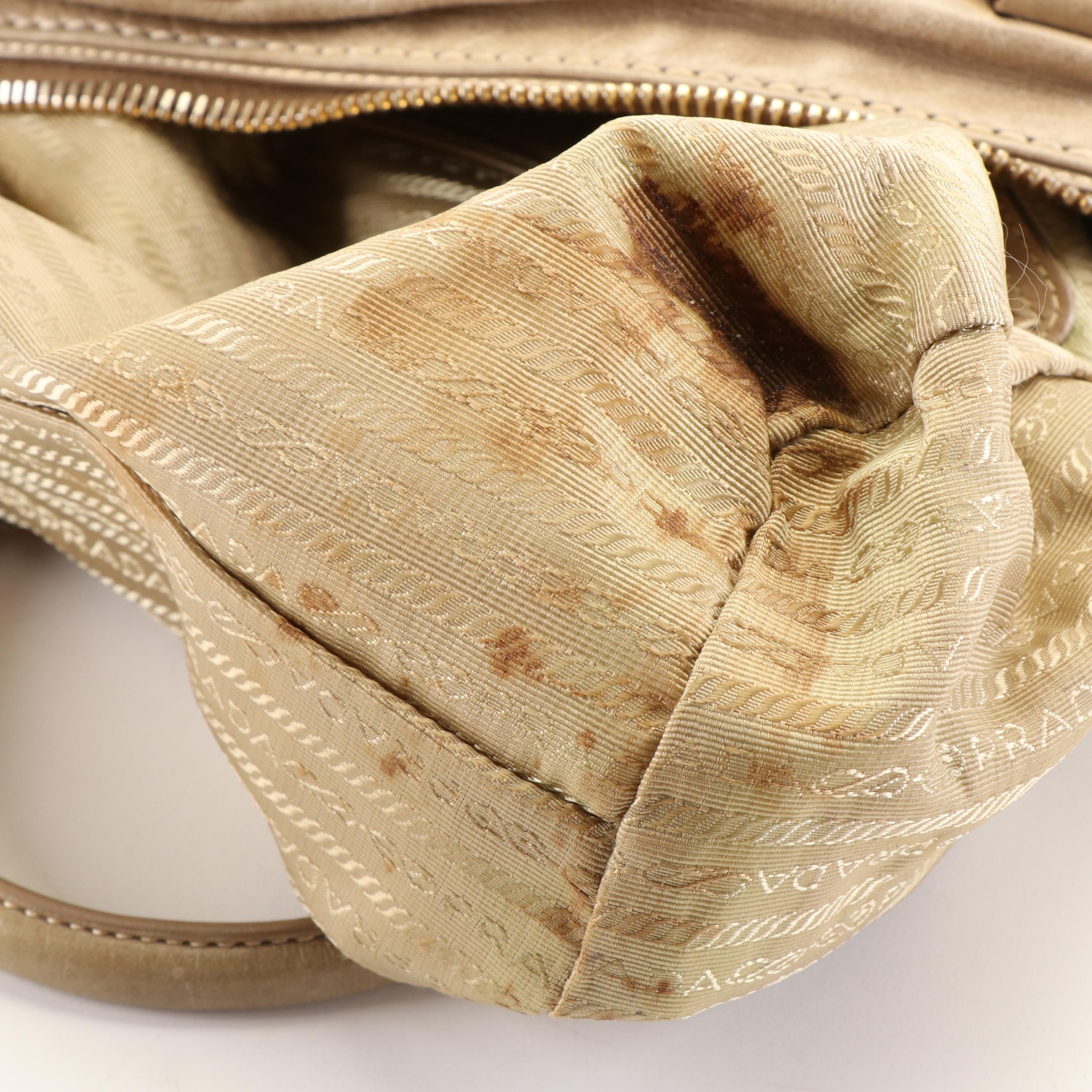 Prada Handle Bag in Desert Vitello Shine Leather