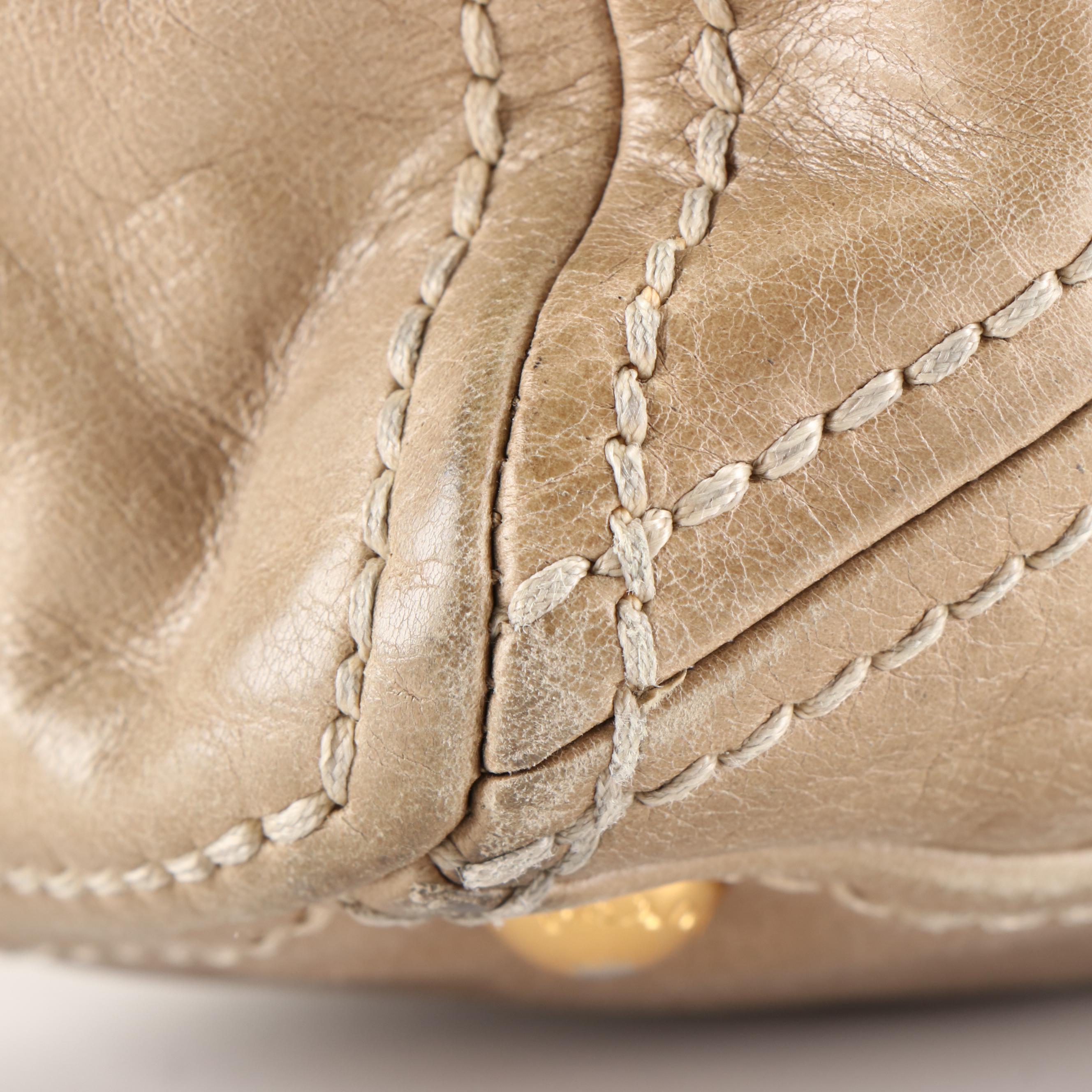 Prada Handle Bag in Desert Vitello Shine Leather