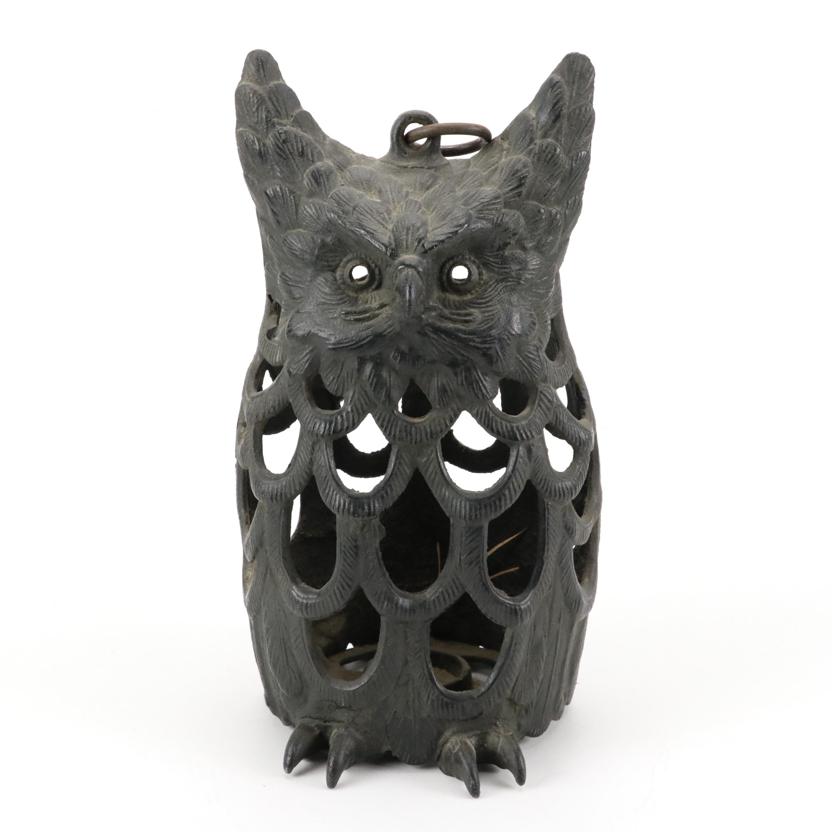 Cast Iron Figural Owl and Eagle Luminaries