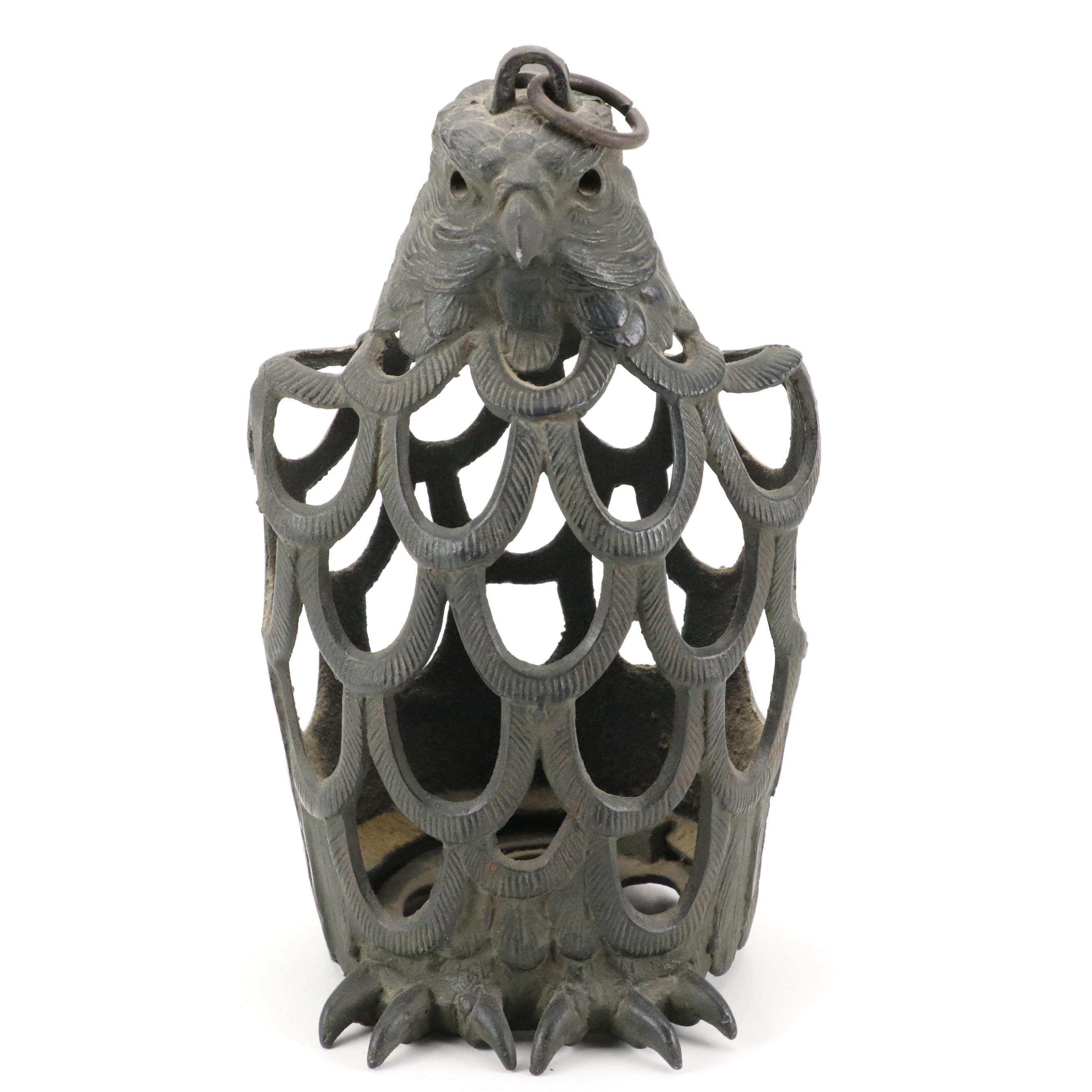 Cast Iron Figural Owl and Eagle Luminaries