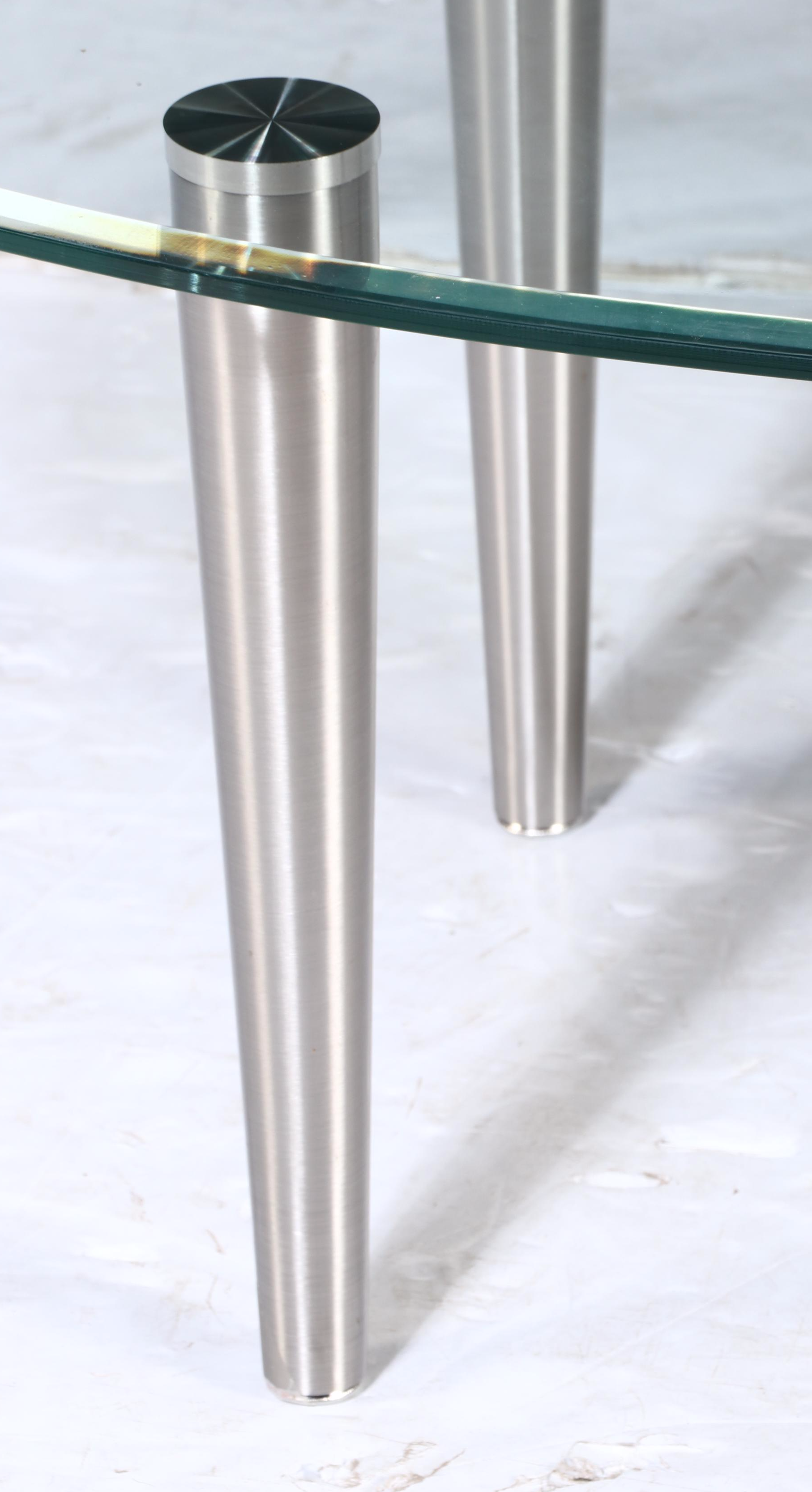 Modernist Style Brushed Steel and Glass Top Coffee Table