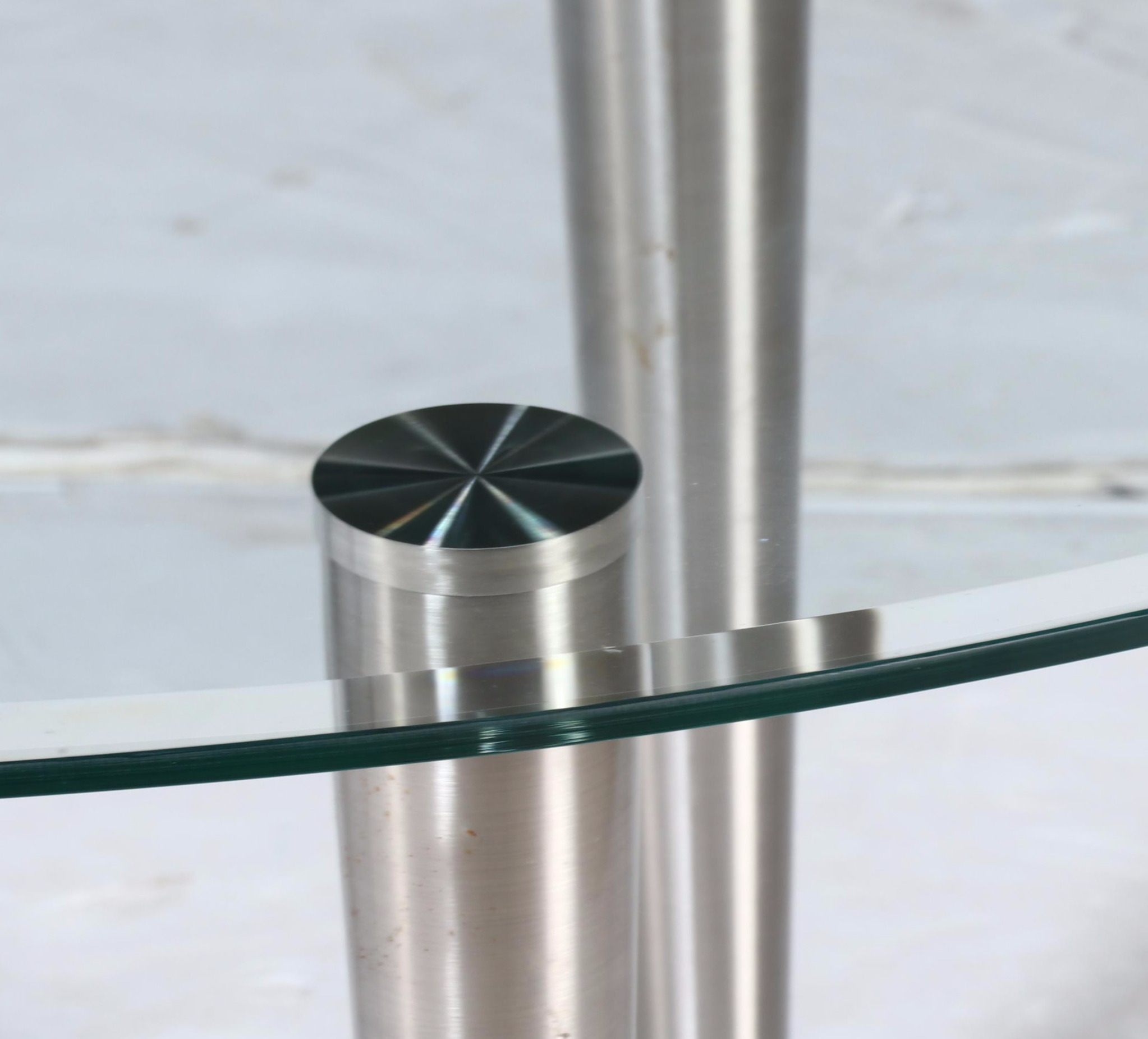 Modernist Style Brushed Steel and Glass Top Coffee Table