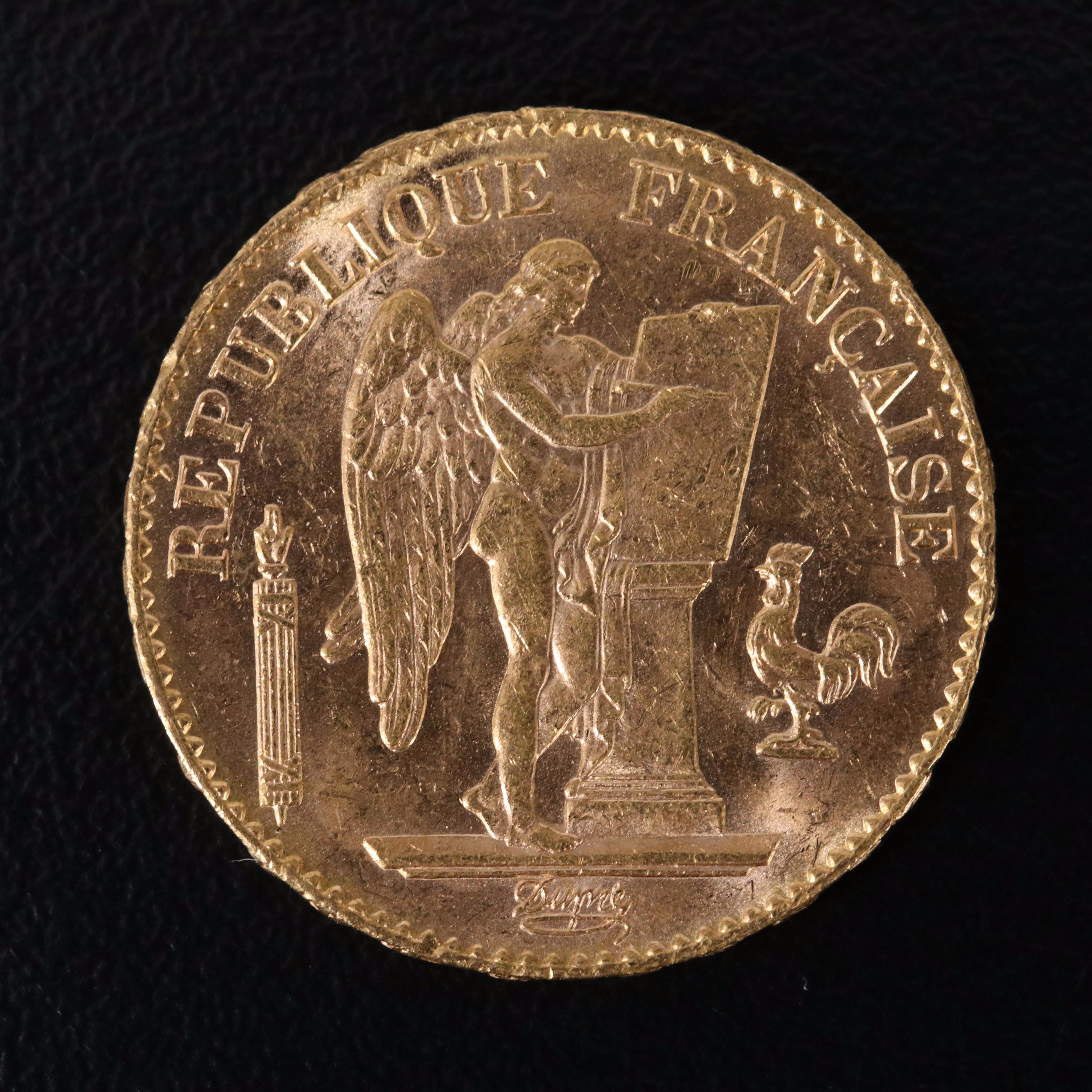 1893-A France Twenty Francs Gold Coin