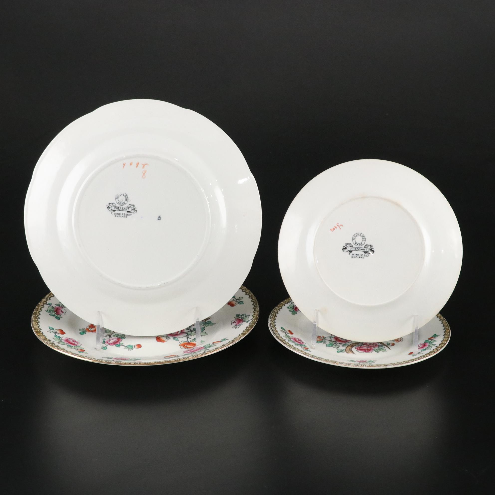 F. Winkle & Co. "Pheasant" Whieldon Ware Ceramic Dinnerware and Serving Pieces