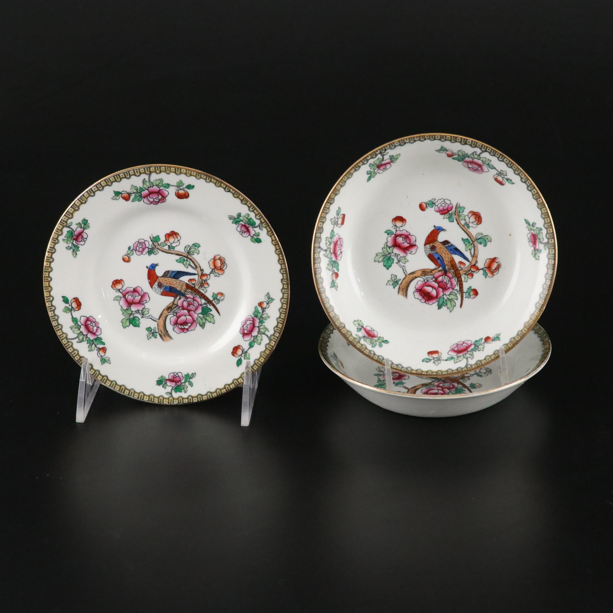 F. Winkle & Co. "Pheasant" Whieldon Ware Ceramic Dinnerware and Serving Pieces