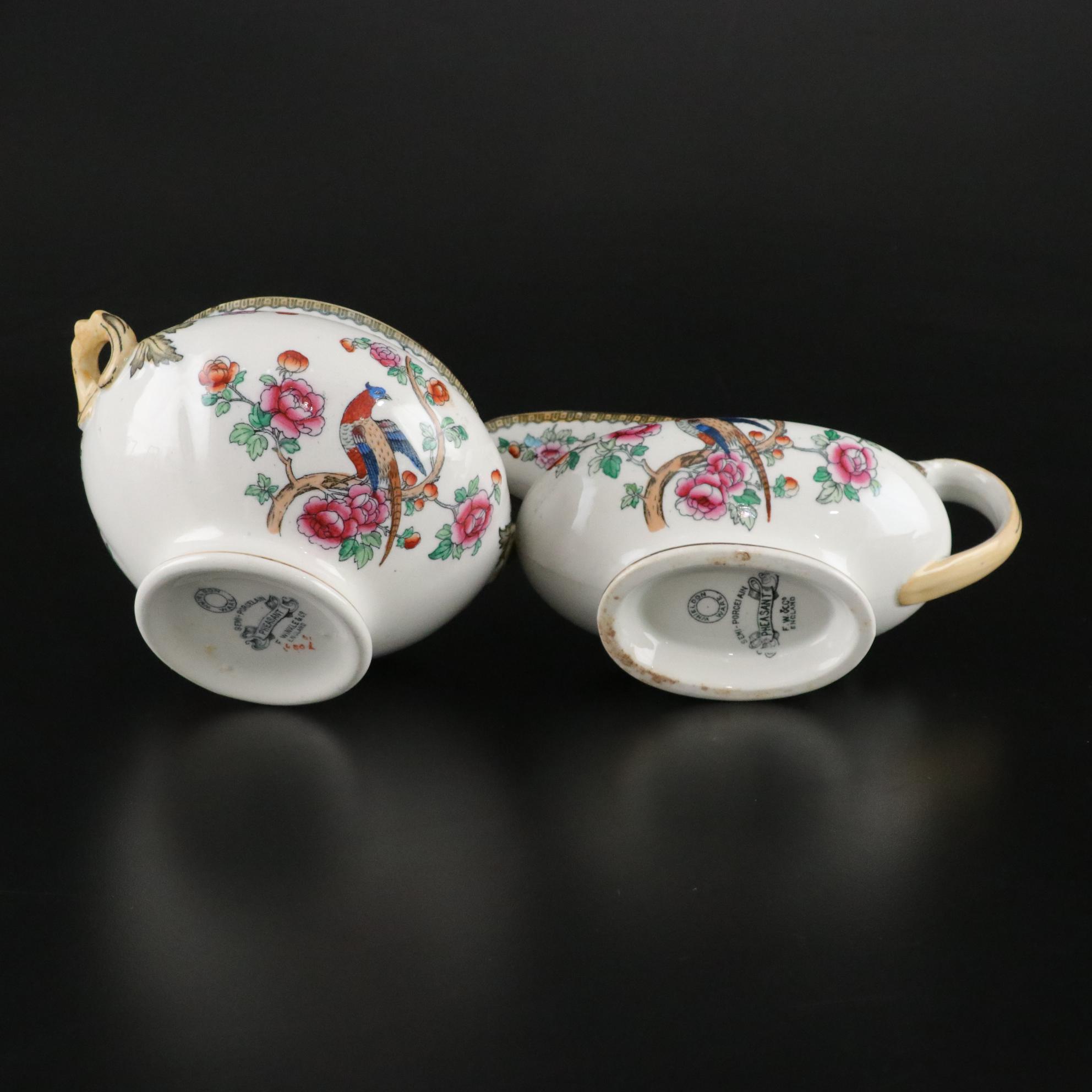 F. Winkle & Co. "Pheasant" Whieldon Ware Ceramic Dinnerware and Serving Pieces