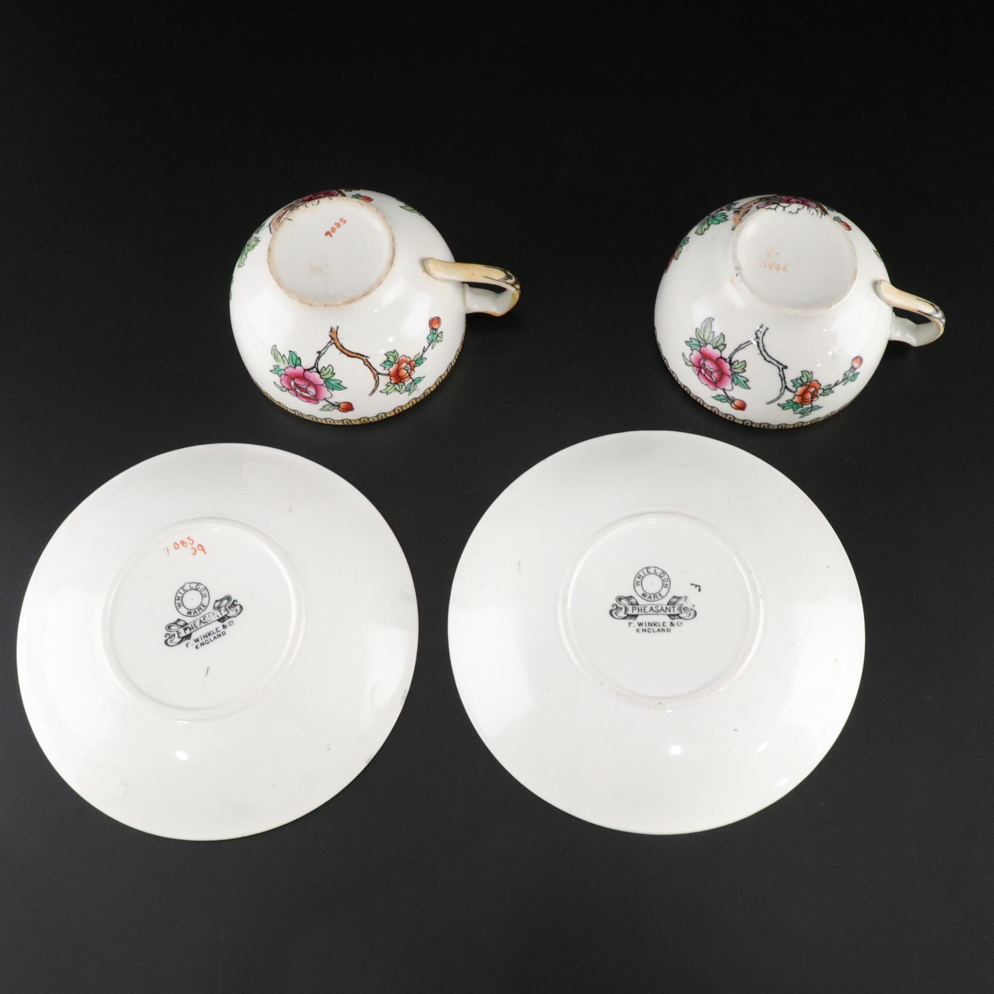 F. Winkle & Co. "Pheasant" Whieldon Ware Ceramic Dinnerware and Serving Pieces