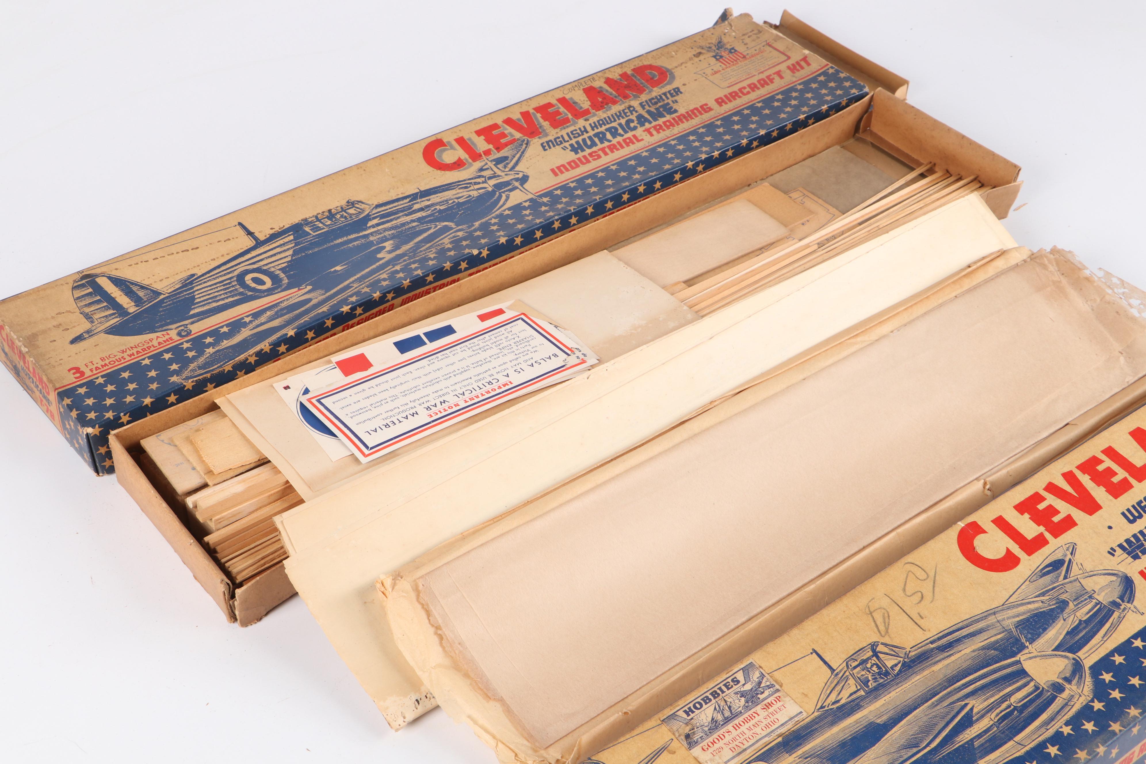 Cleveland "Whirlwind T-105" and "Hurricane T-78" Airplane Model Kits, 1940s