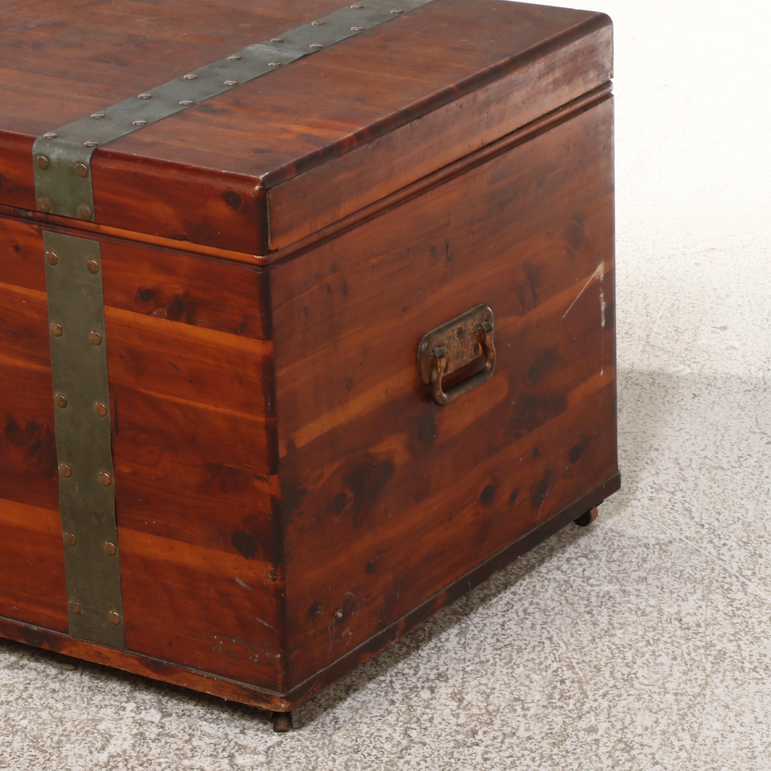 Large Metal-Bound Cedar Blanket Chest, Early 20th Century