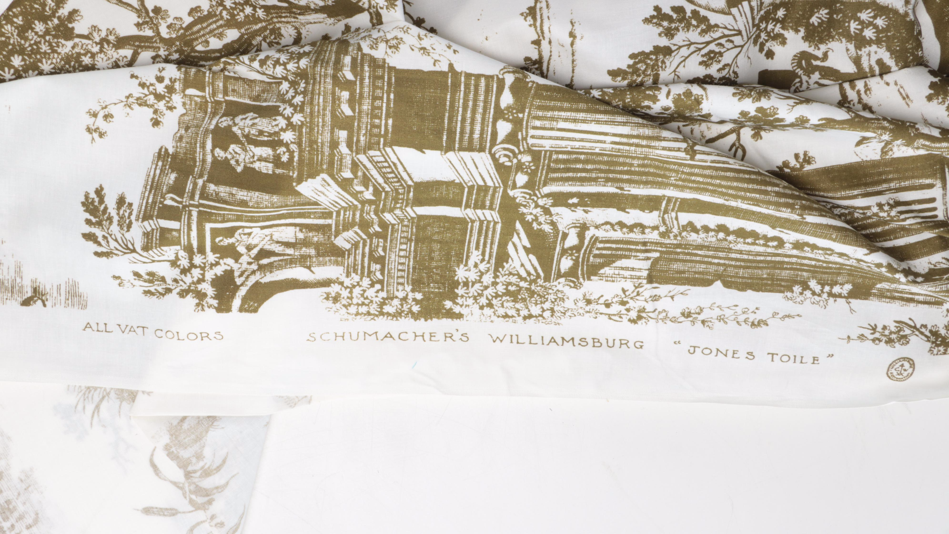 Schumacher's Williamsburg "Jones Toile" and More Partial Upholstery Fabric Bolts