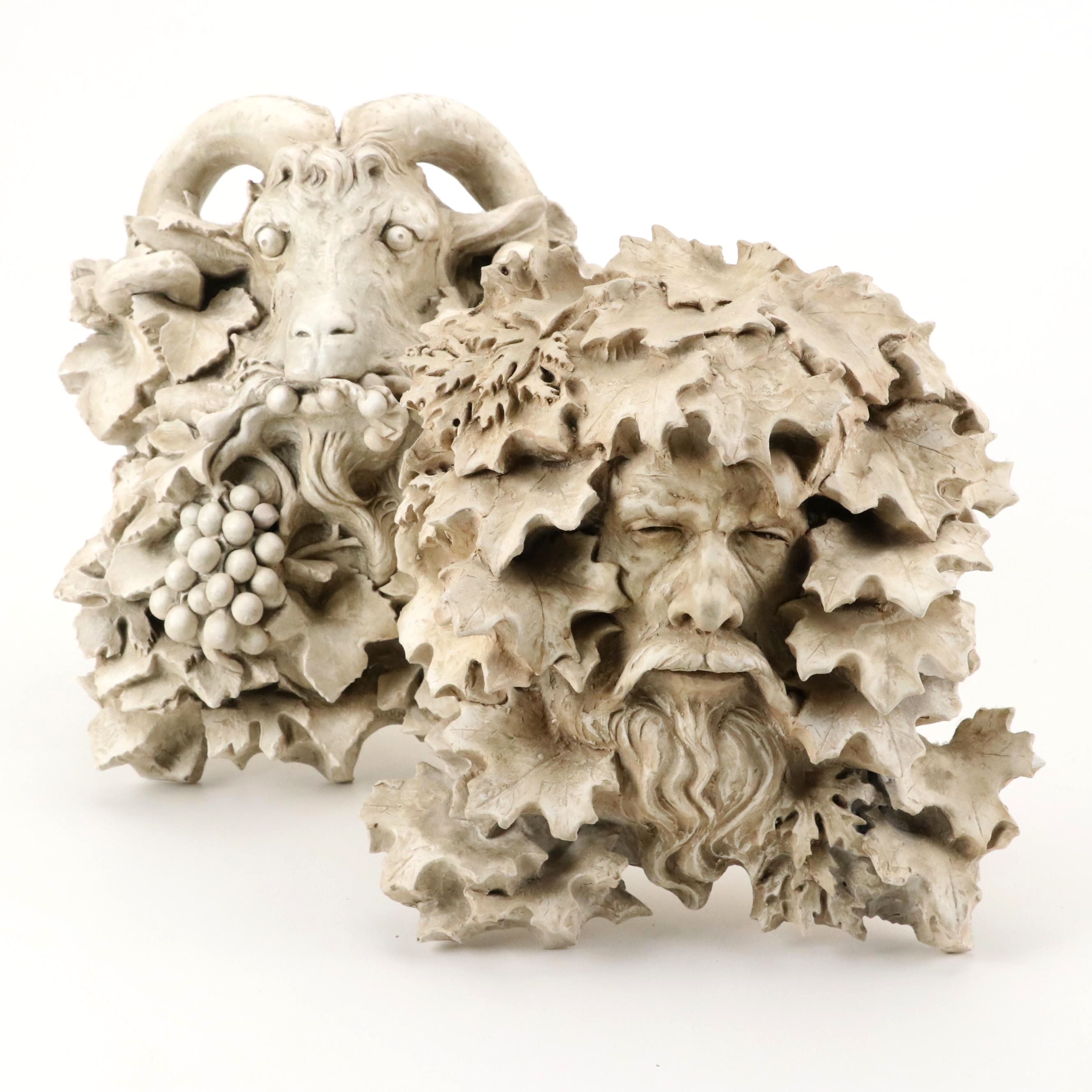 Bill McMahon "Wood Spirit" and "Goat" Cast Chalkware Figures