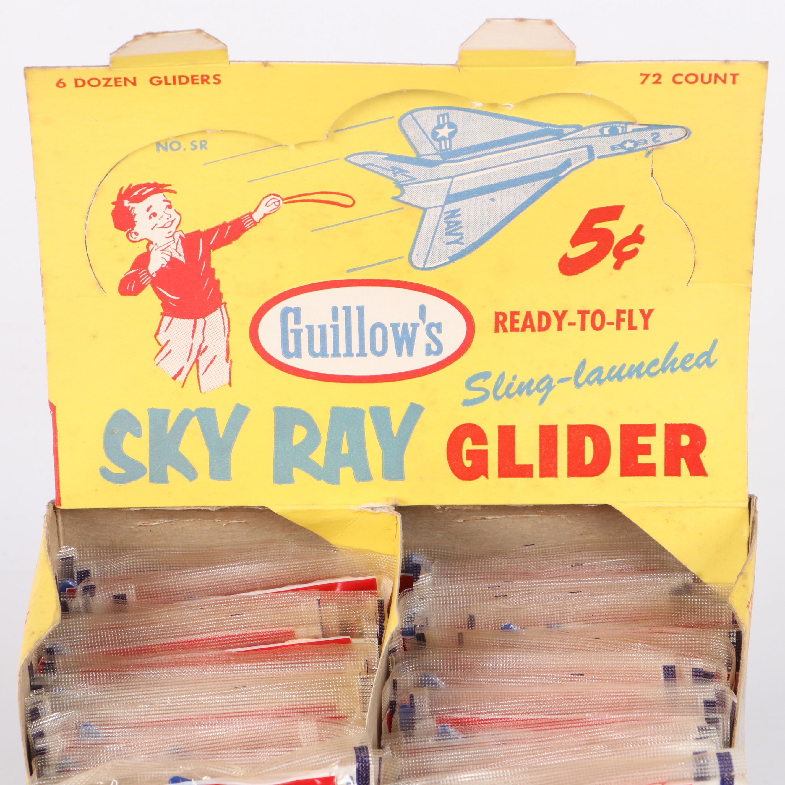 Guillow's Ready to Fly "Sky Ray Glider" Model Kits with Counter Display