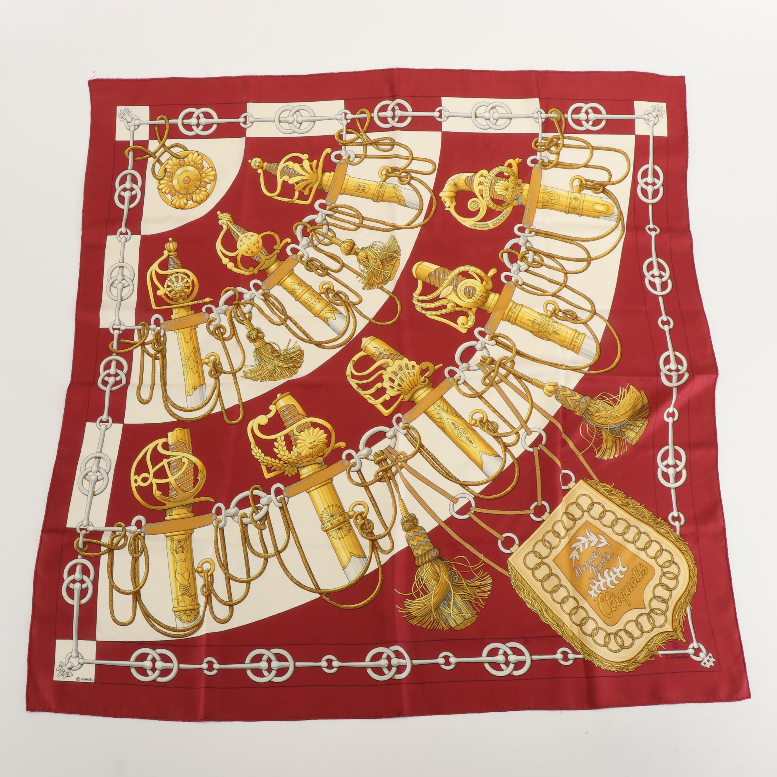 Hermès "Cliquetis" Silk Twill Scarf 90