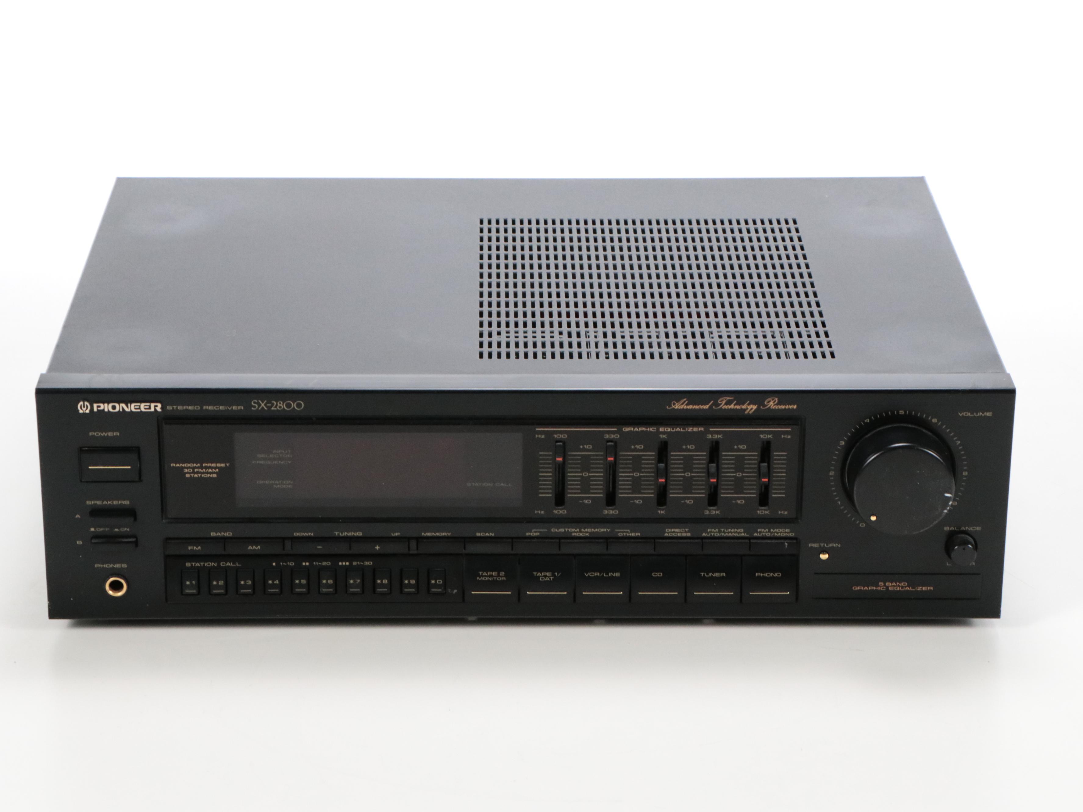 Pioneer SX-2800 Stereo Receiver, Technics SL-BD22 Turntable, and Records