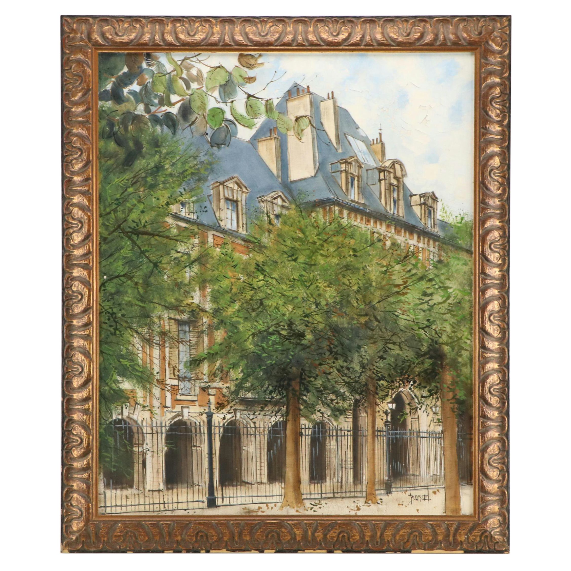 Philippe Bunel French Street Scene Oil Painting