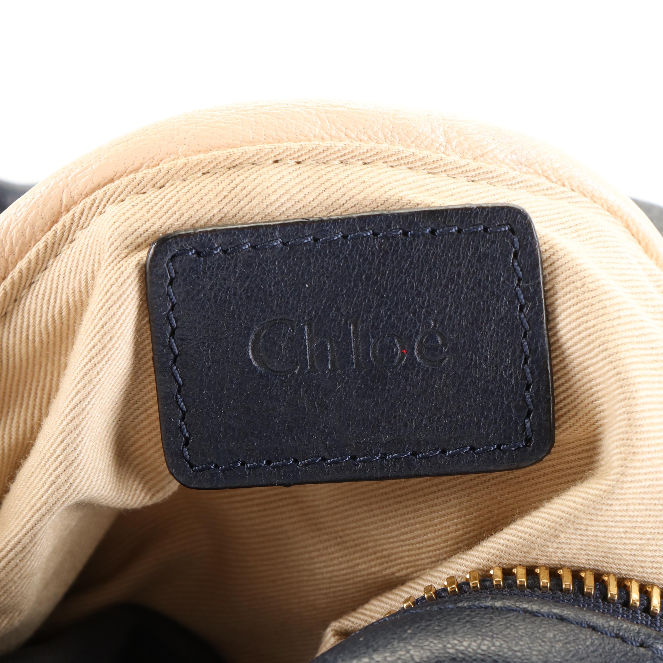 Chloé Paraty Handbag in Navy Blue Leather