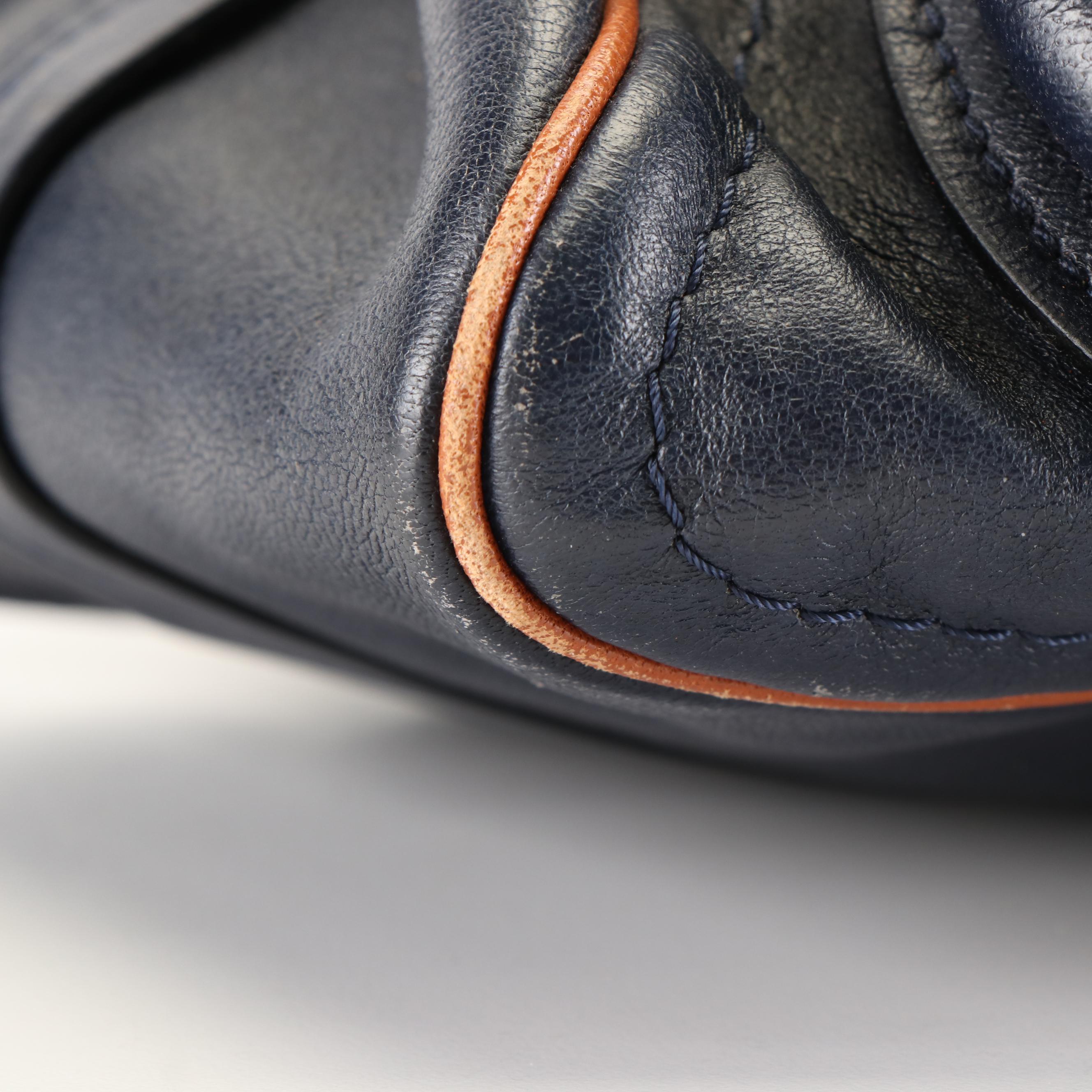 Chloé Paraty Handbag in Navy Blue Leather