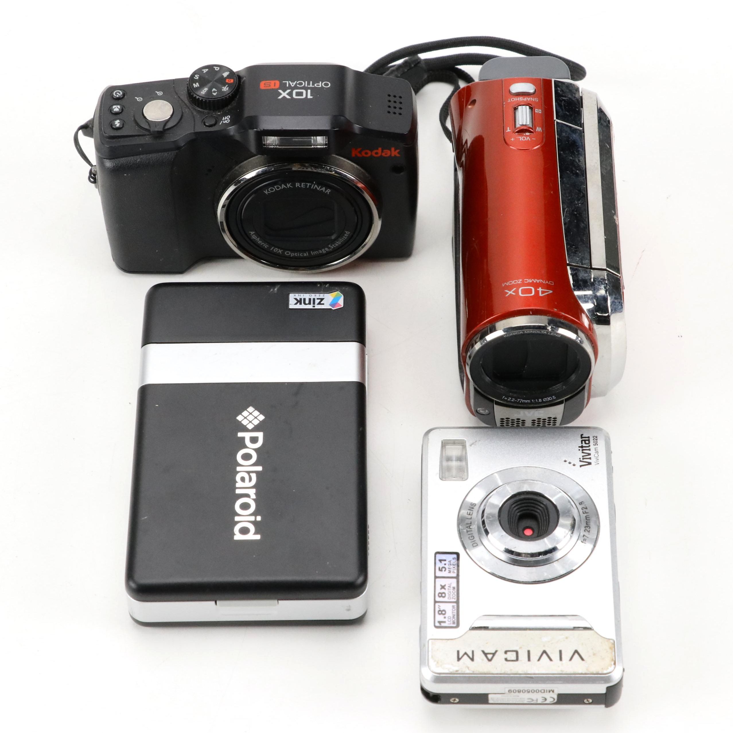 JVC Video Camera with Vivitar Vivicam Camera and More