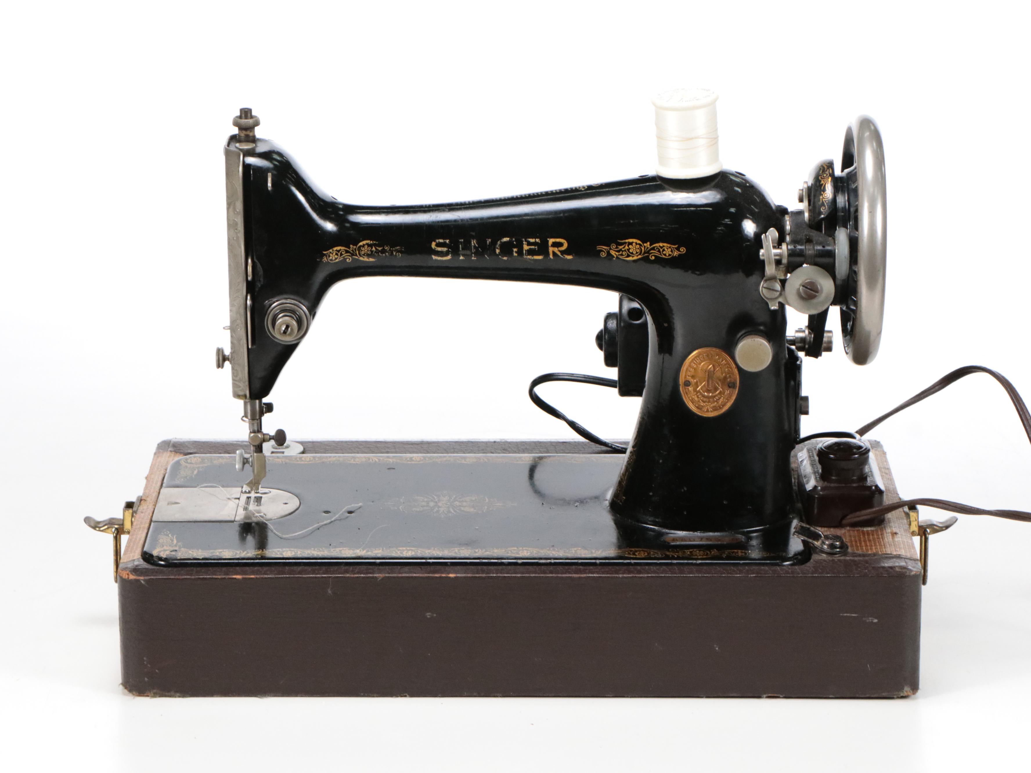 Singer Electric/Standard Sewing Machine with Case, 1926