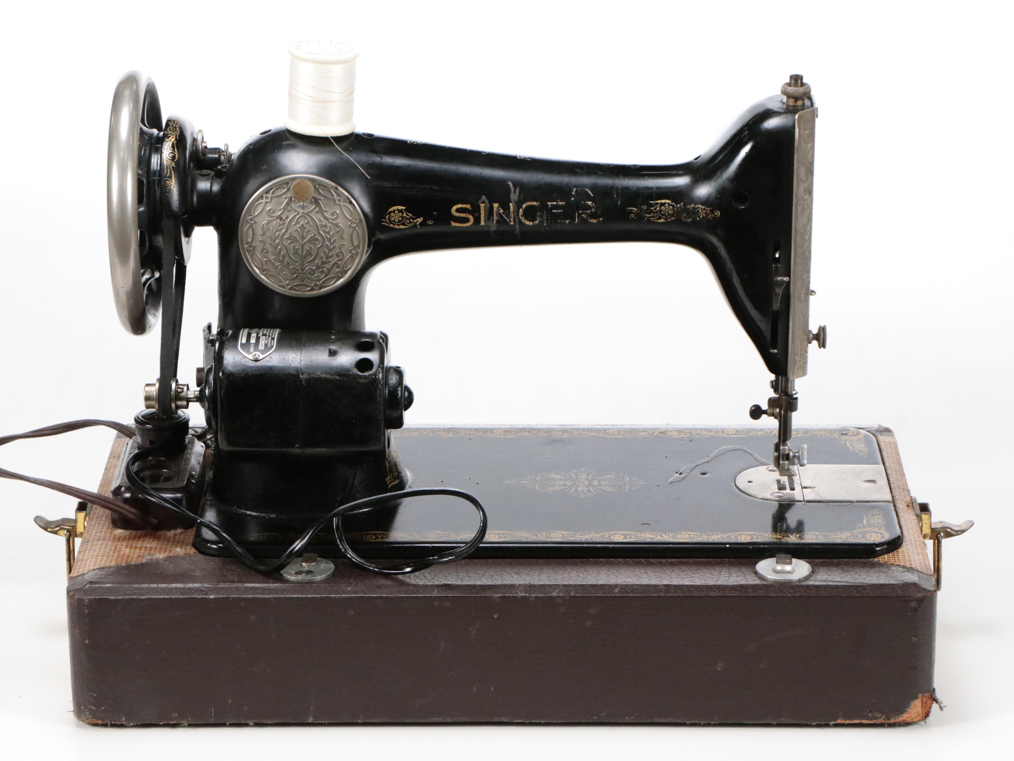 Singer Electric/Standard Sewing Machine with Case, 1926