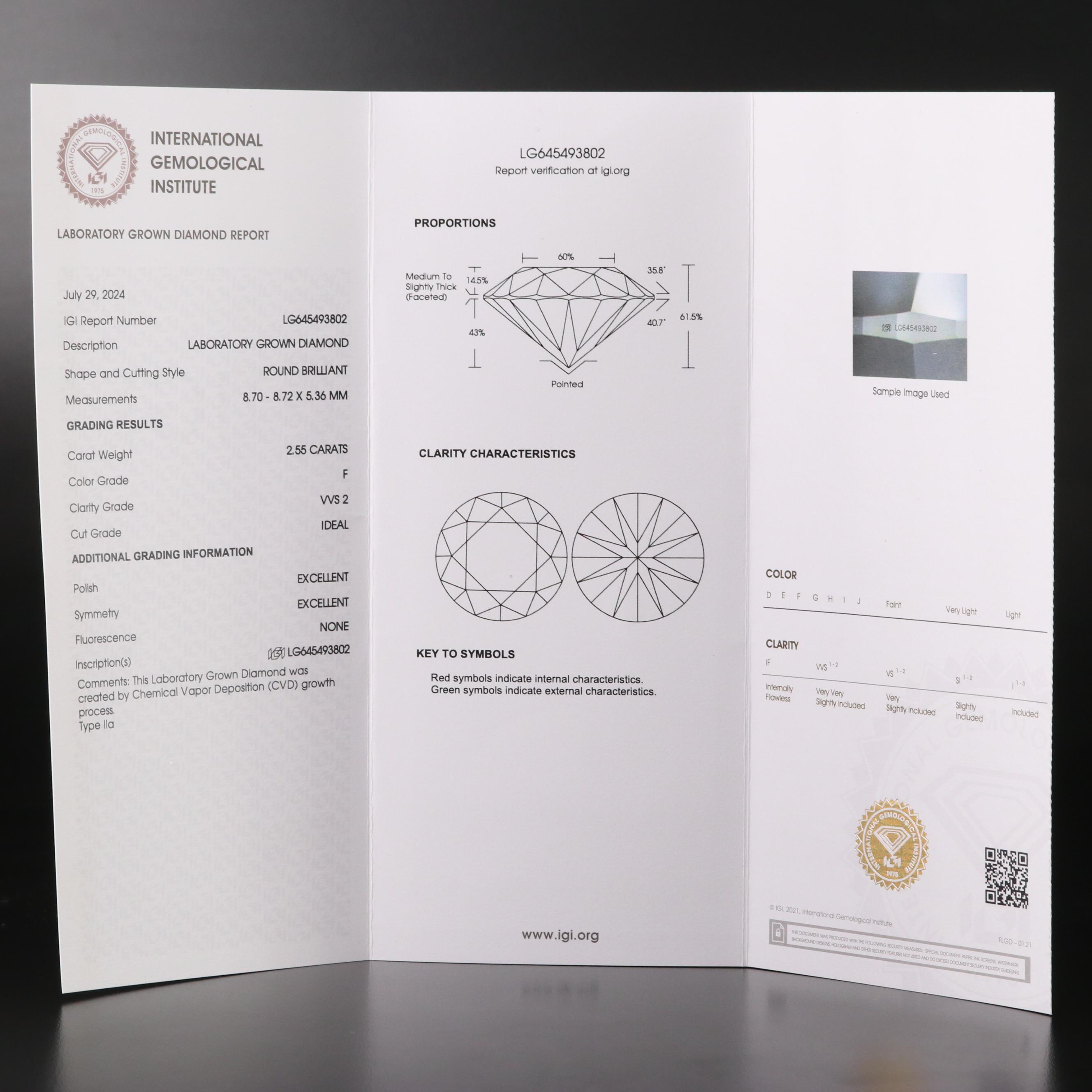 Platinum 5.08 CTW Lab Grown Diamond Stud Earrings with IGI Reports