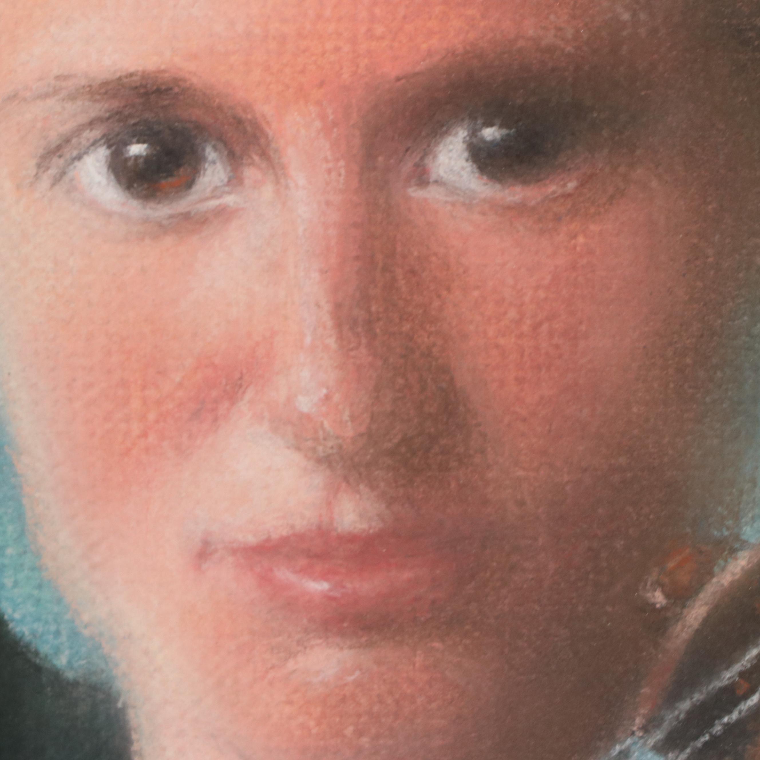 Pastel Portrait Drawing of Girl With Violin