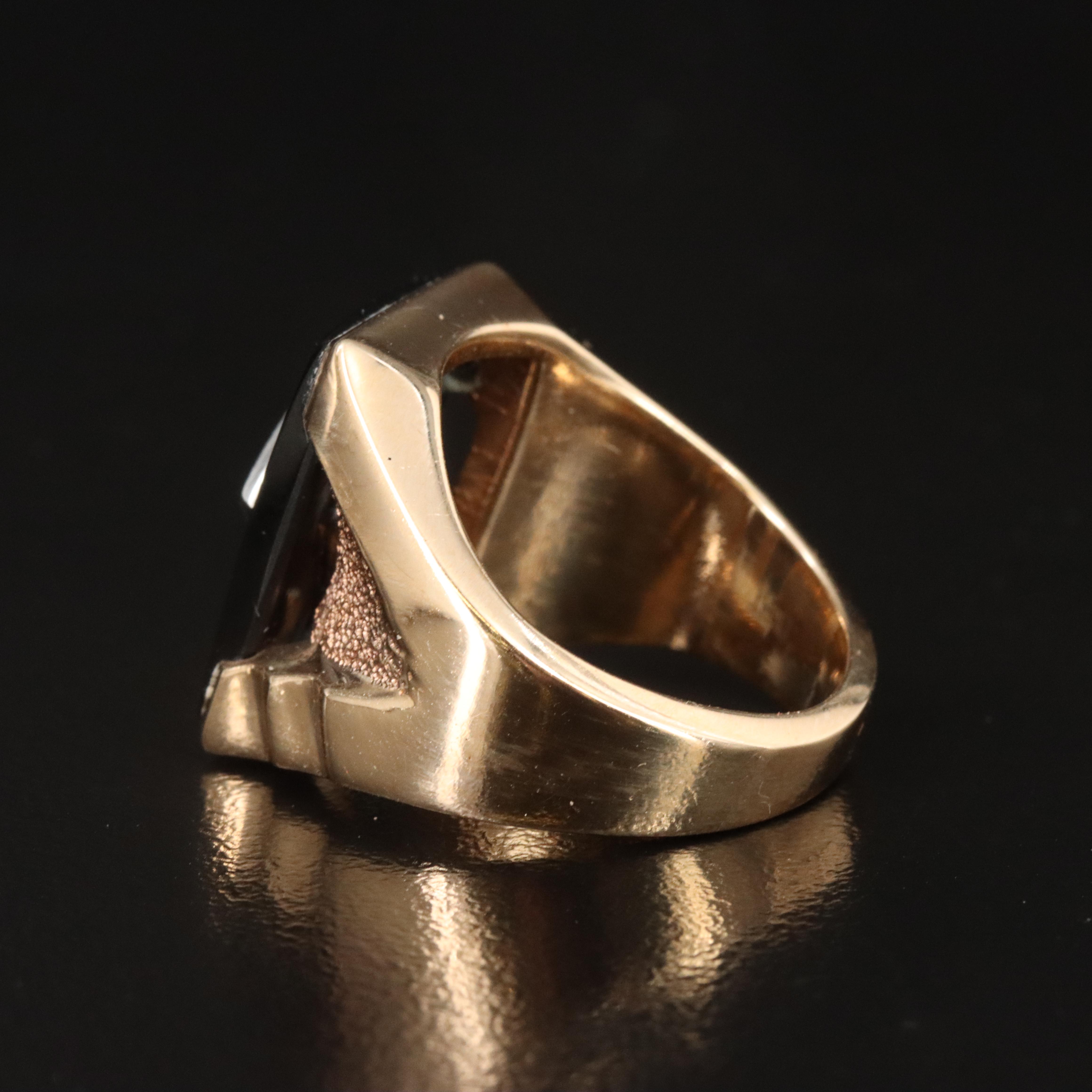 10K Onyx and Diamond Signet Ring