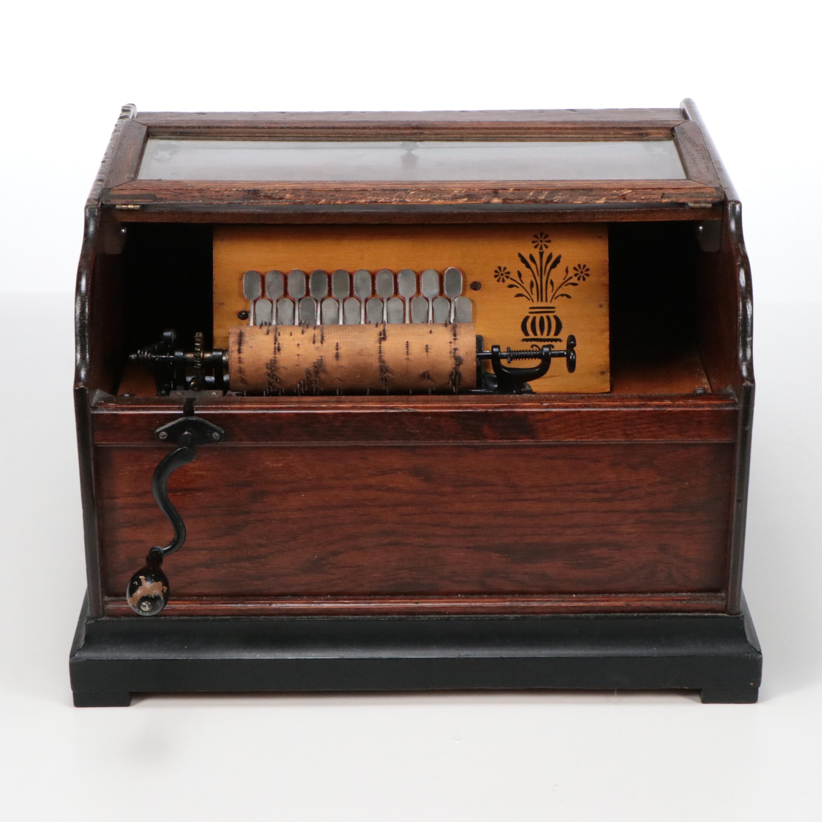 Antique Concert Roller Organ Music Box with Cylinders