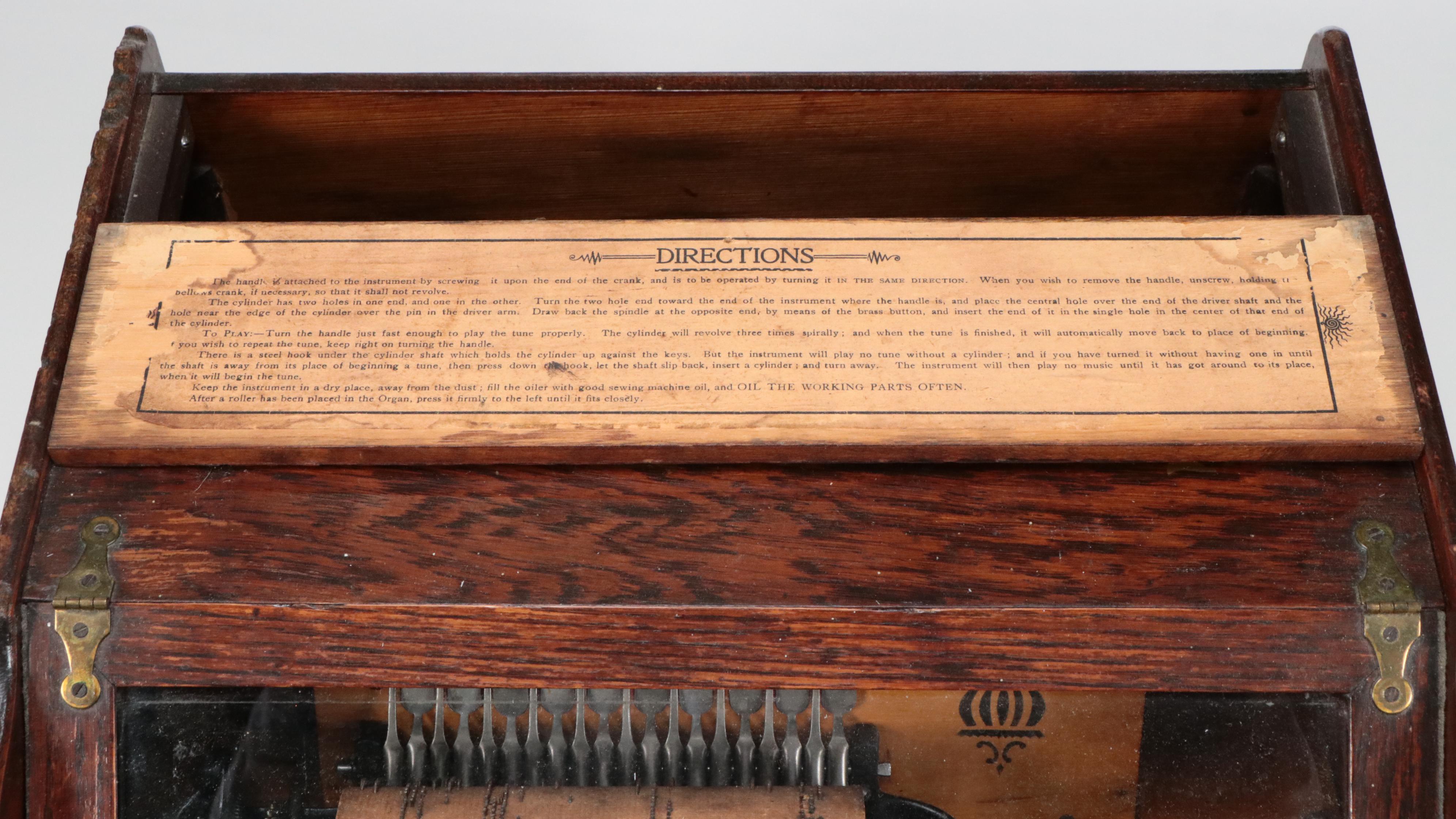 Antique Concert Roller Organ Music Box with Cylinders