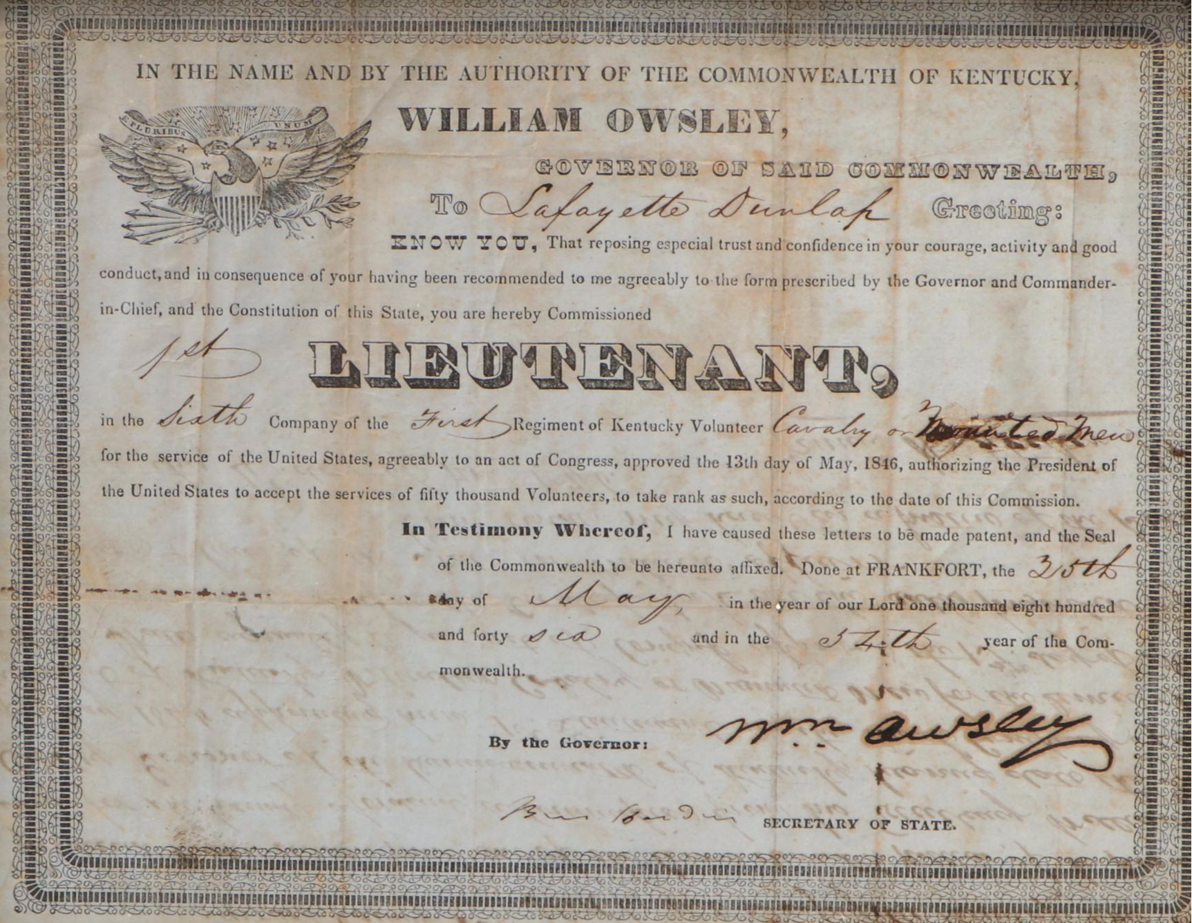 Mexican-American War and World War I Era Military Documents with Leather Case