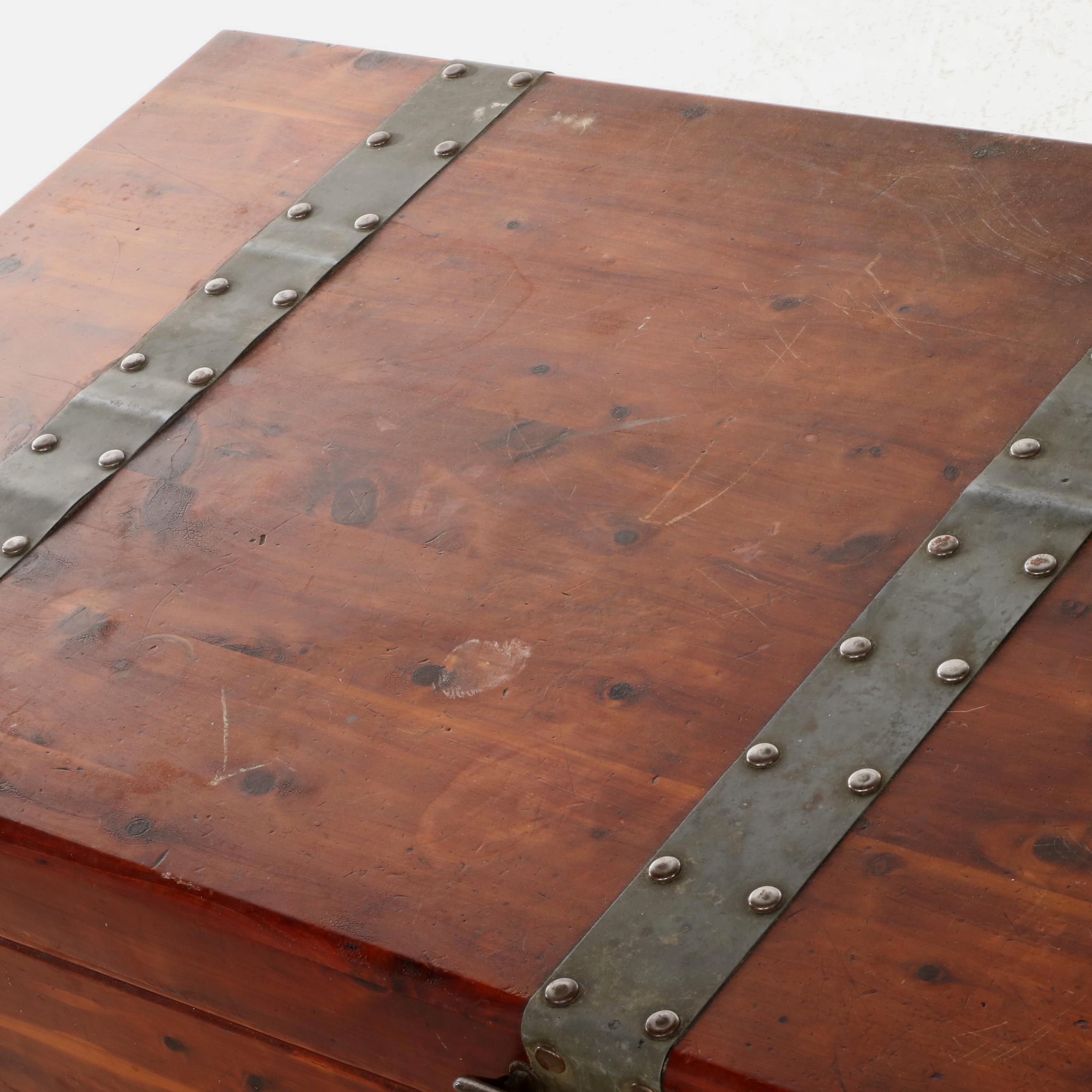 Large Metal-Bound Cedar Blanket Chest, Early 20th Century