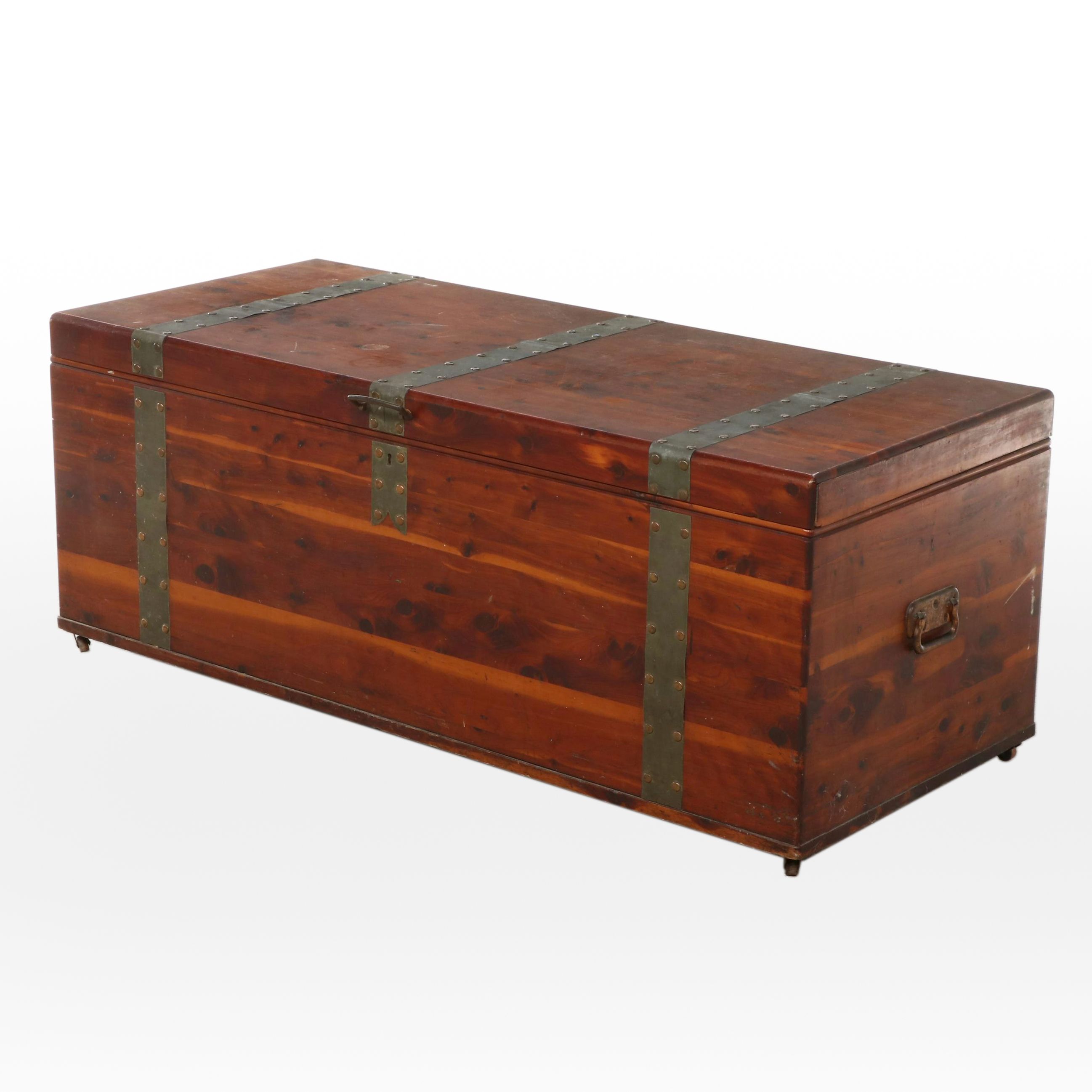 Large Metal-Bound Cedar Blanket Chest, Early 20th Century