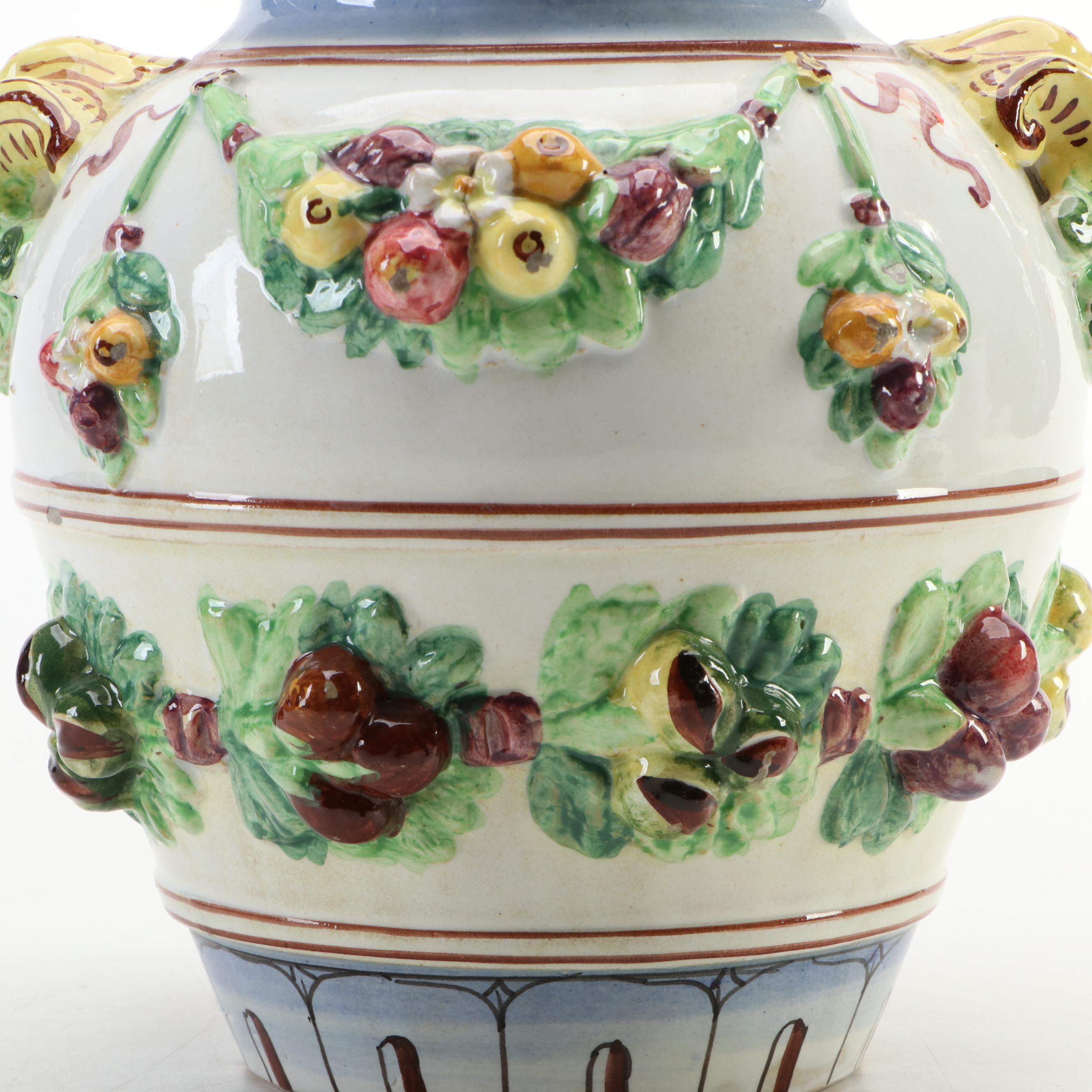 Italian Majolica Style Jar and Watermelon Shaped Plates