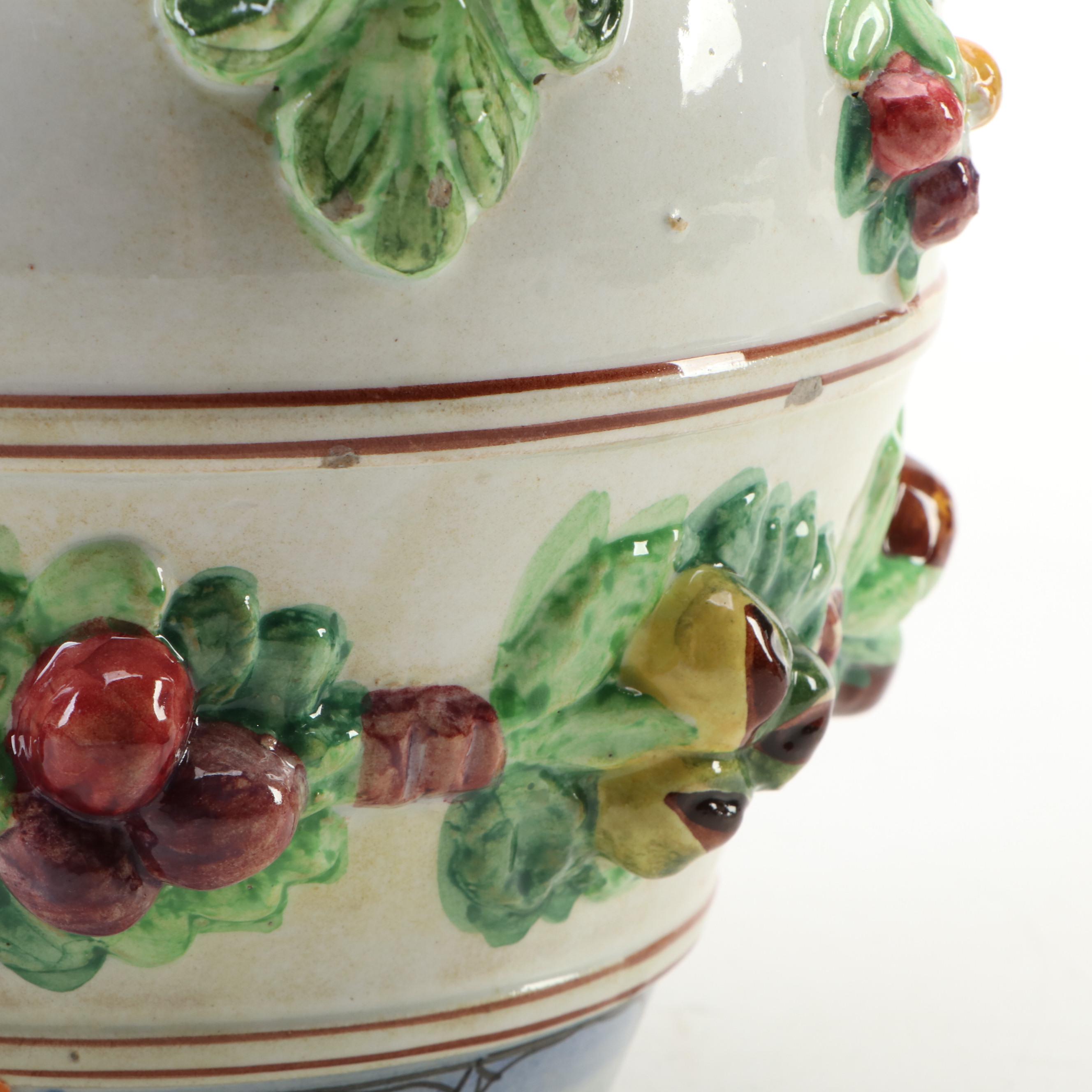 Italian Majolica Style Jar and Watermelon Shaped Plates