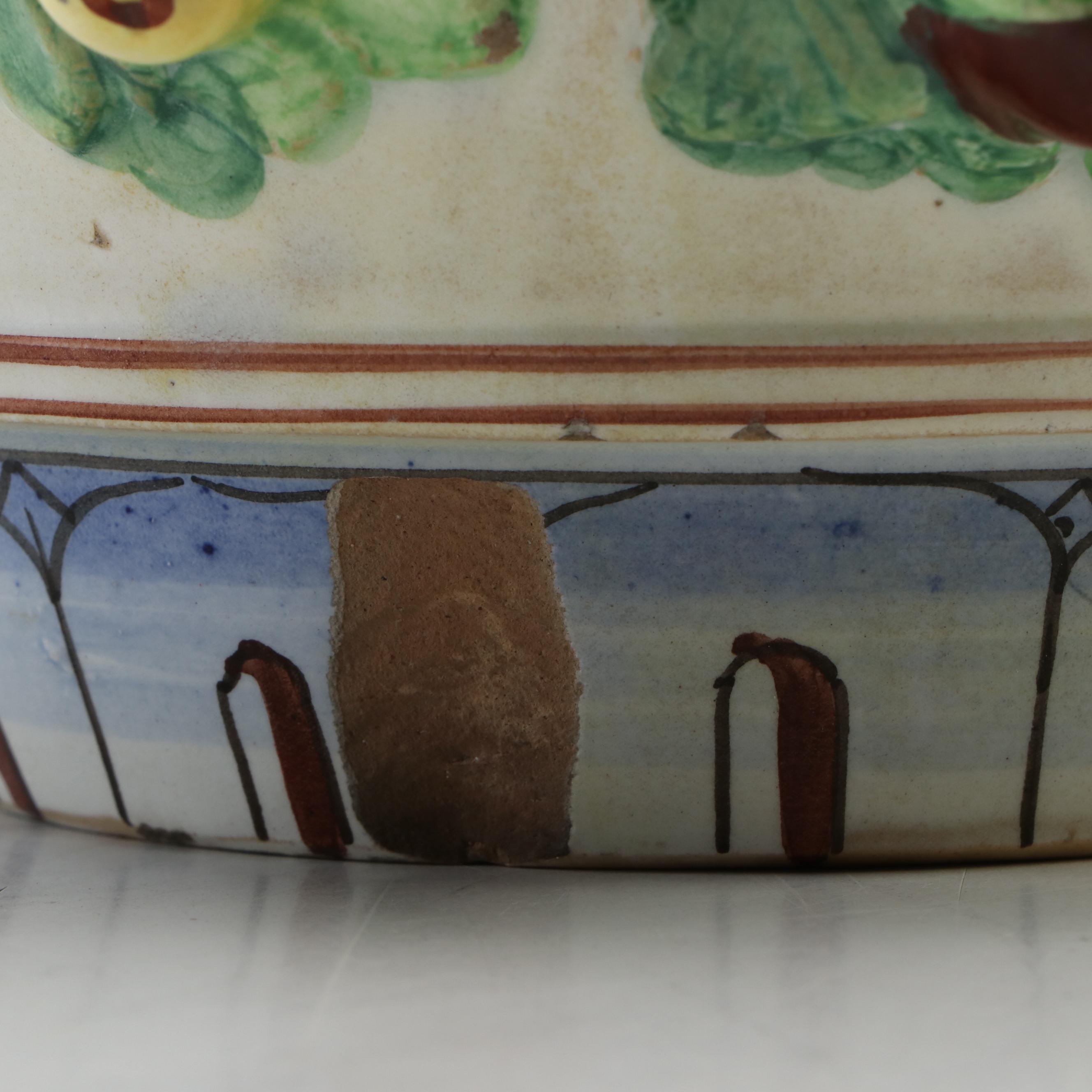 Italian Majolica Style Jar and Watermelon Shaped Plates