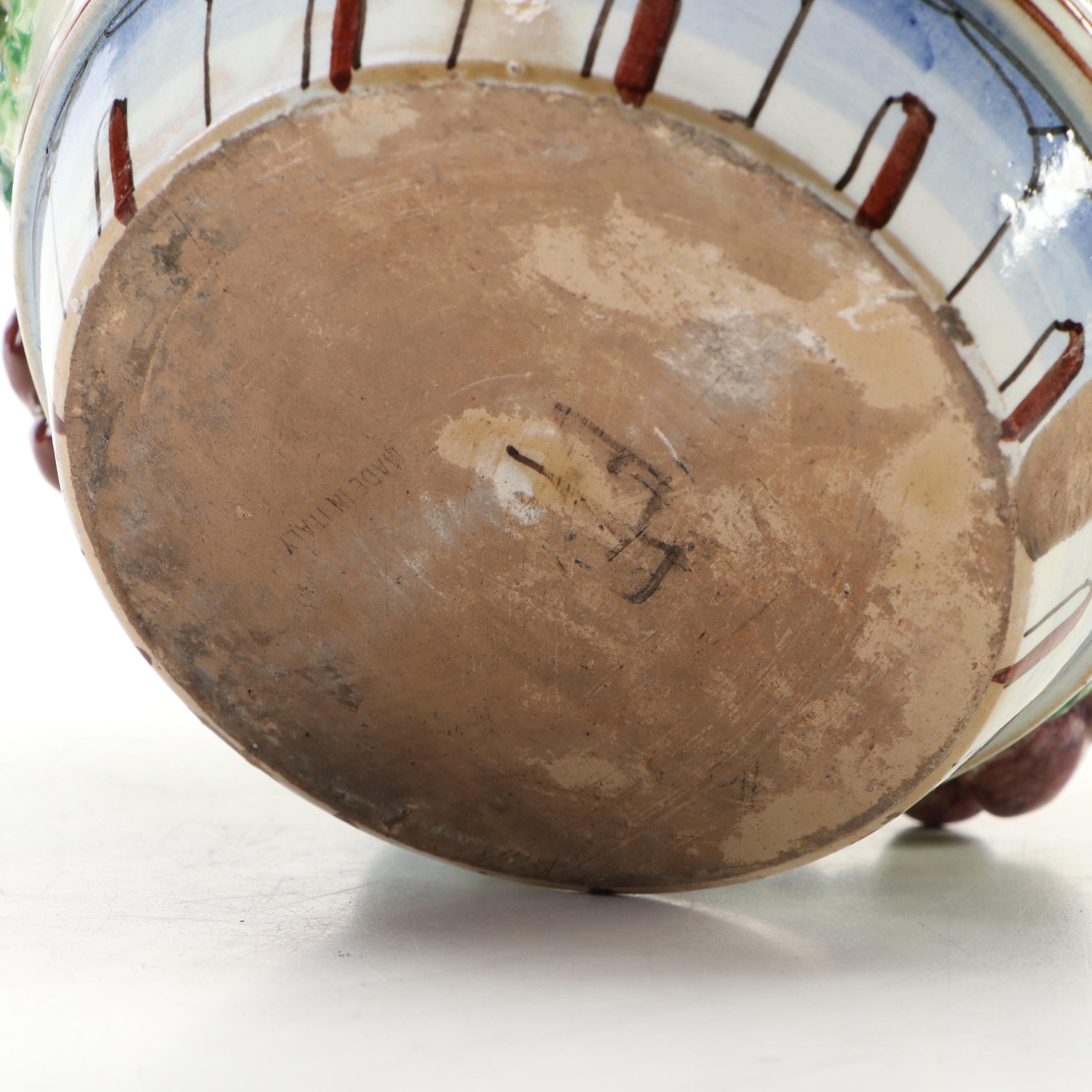 Italian Majolica Style Jar and Watermelon Shaped Plates