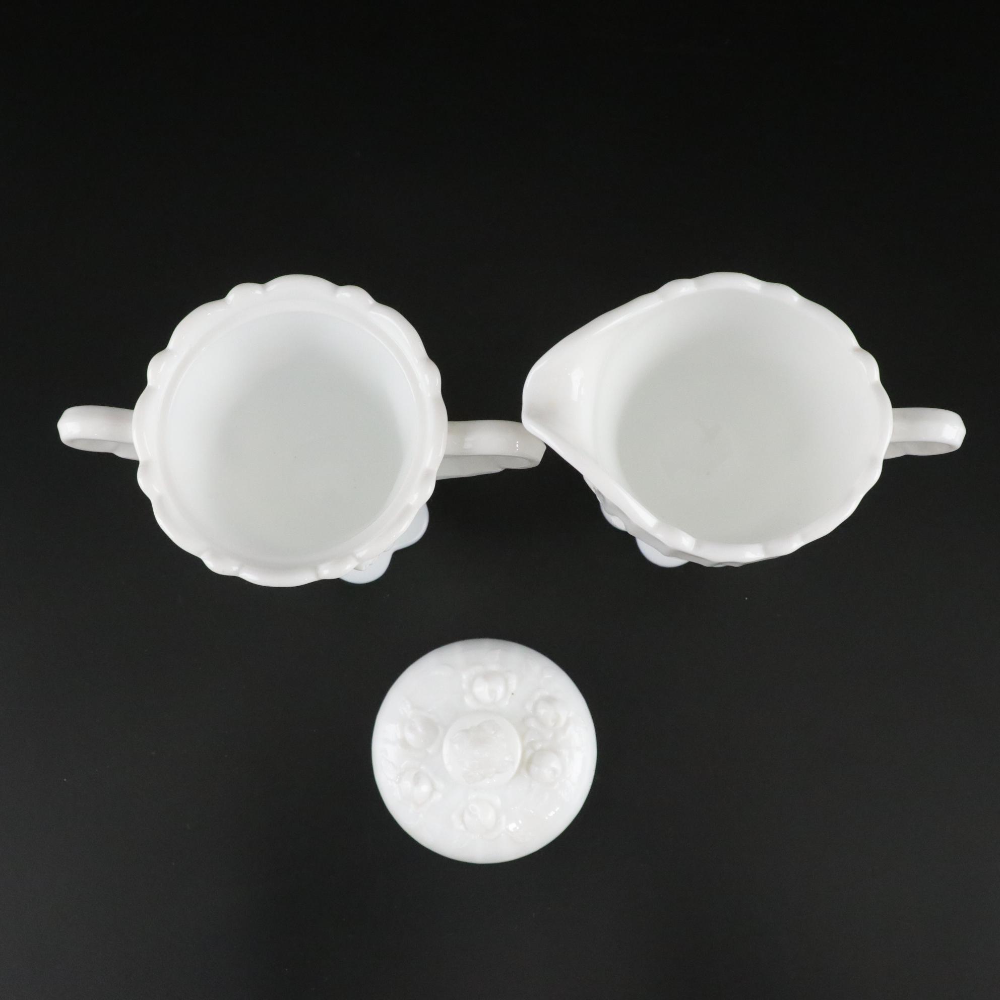 Fenton "Cabbage Rose" Set with Handkerchief Vases, Pedestal Compote, and More