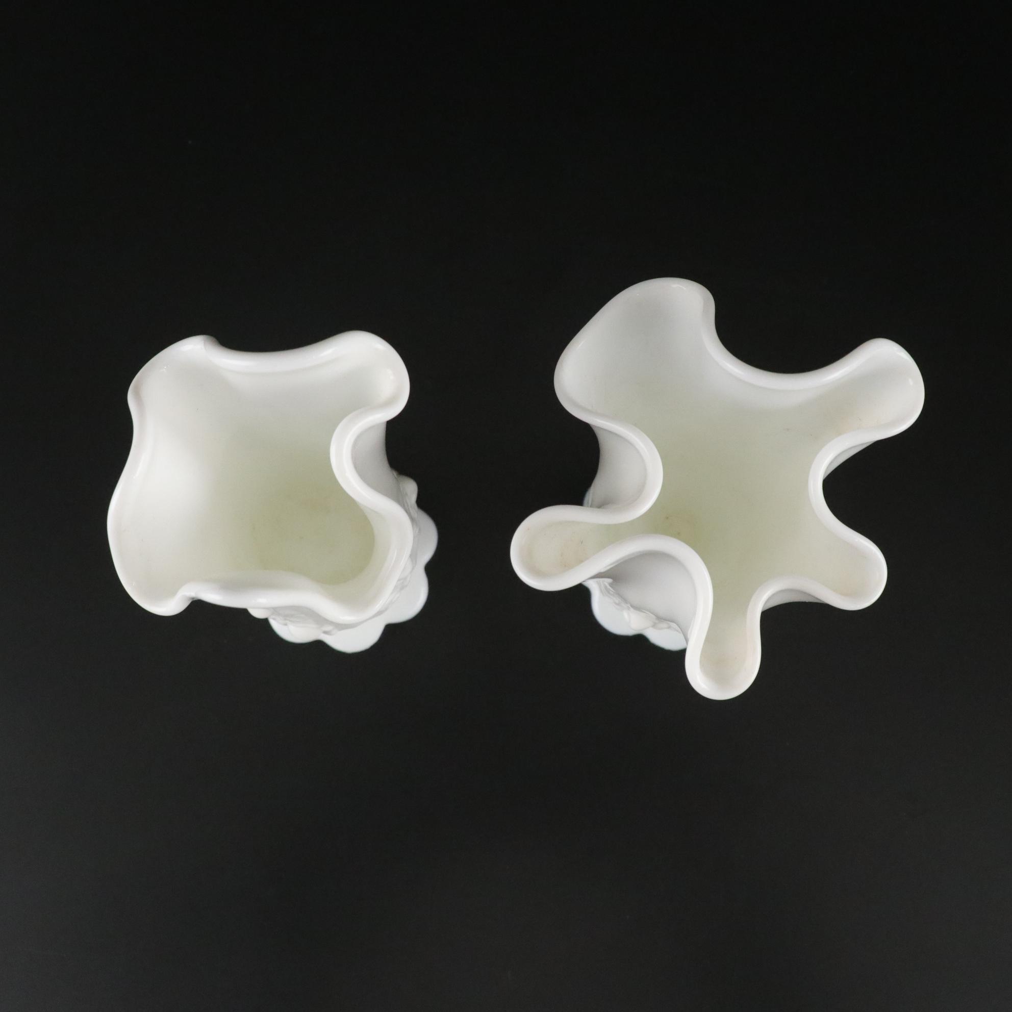 Fenton "Cabbage Rose" Set with Handkerchief Vases, Pedestal Compote, and More