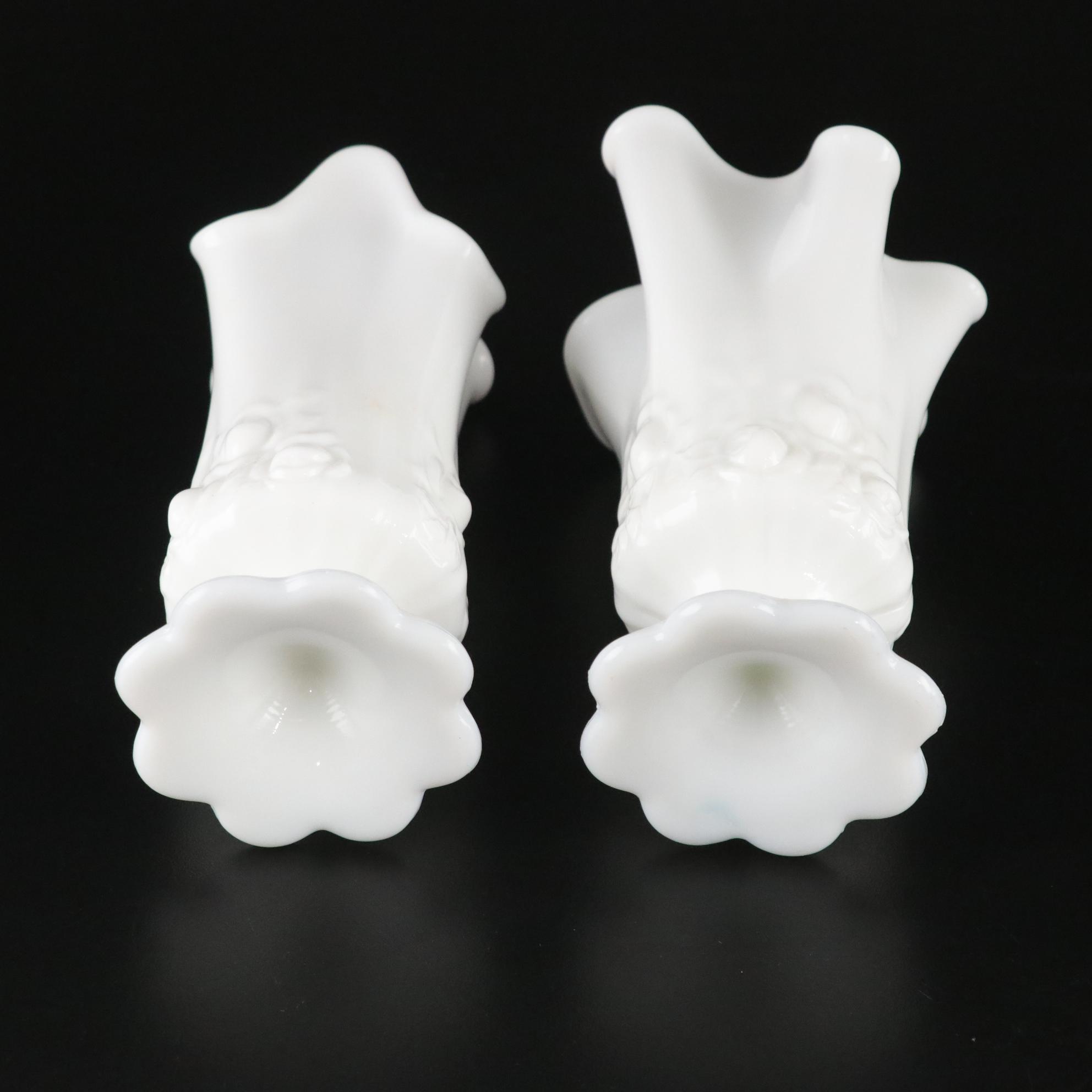 Fenton "Cabbage Rose" Set with Handkerchief Vases, Pedestal Compote, and More