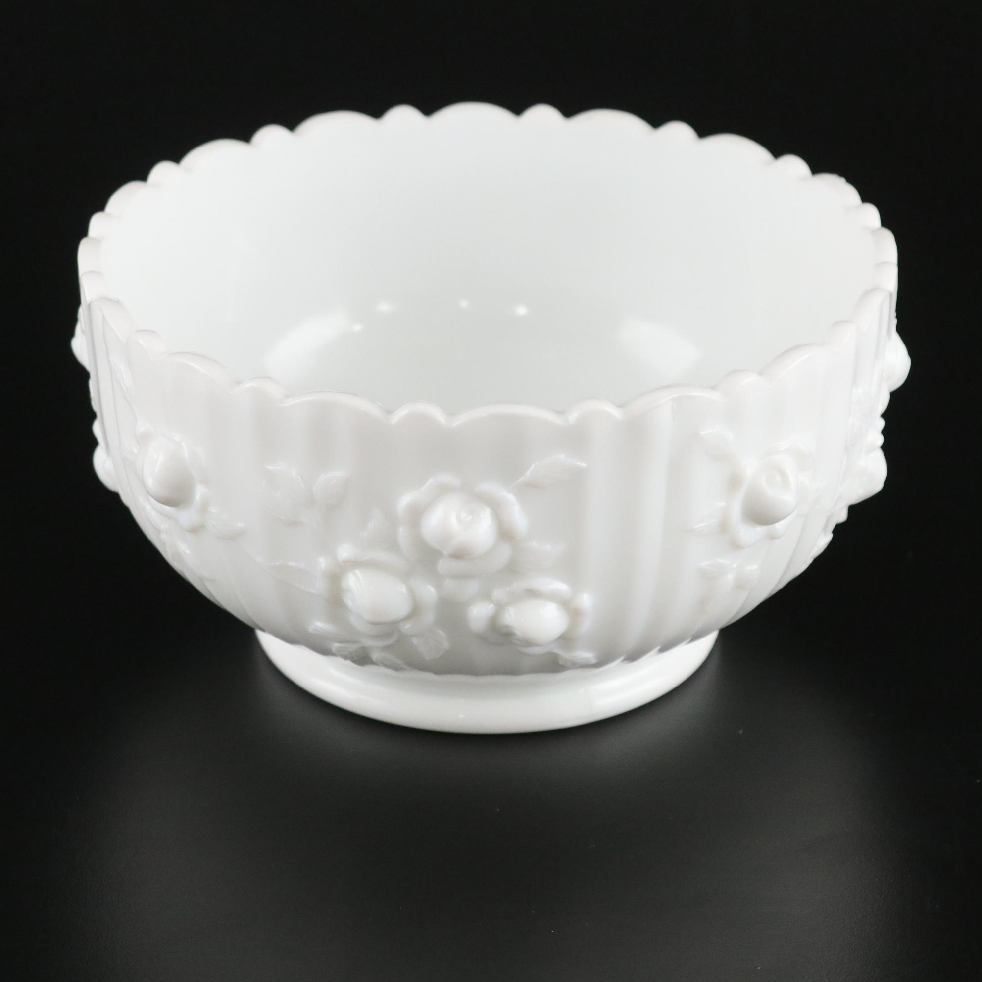 Fenton "Cabbage Rose" Set with Handkerchief Vases, Pedestal Compote, and More