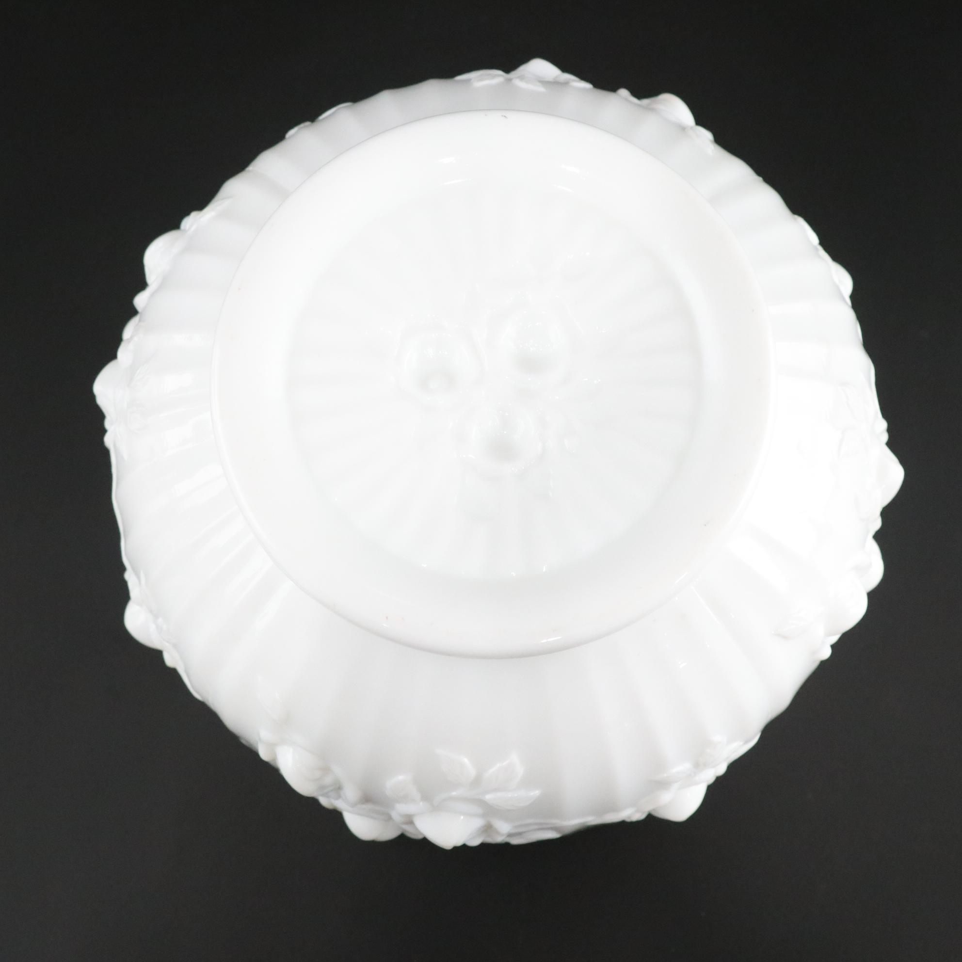 Fenton "Cabbage Rose" Set with Handkerchief Vases, Pedestal Compote, and More