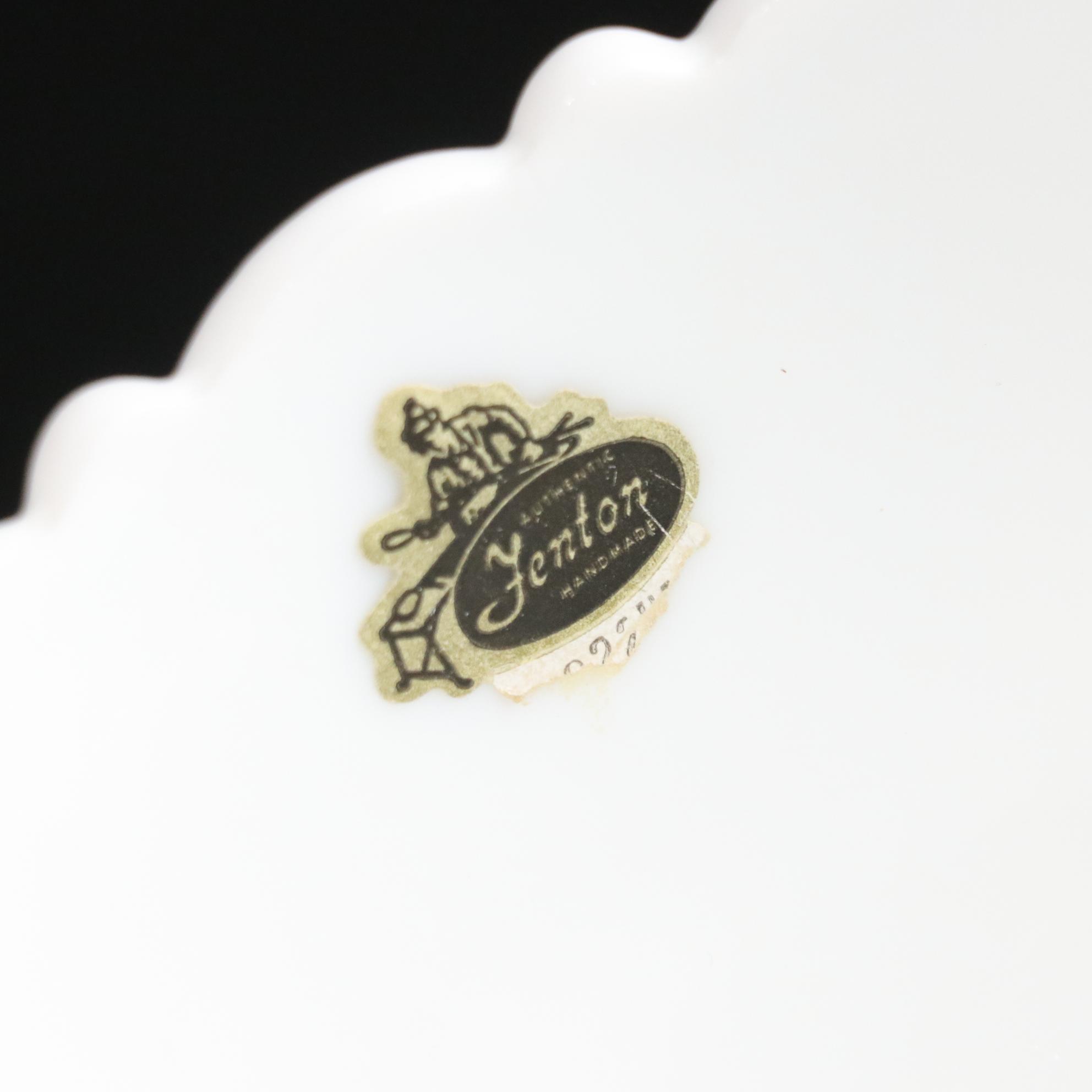 Fenton "Cabbage Rose" Set with Handkerchief Vases, Pedestal Compote, and More