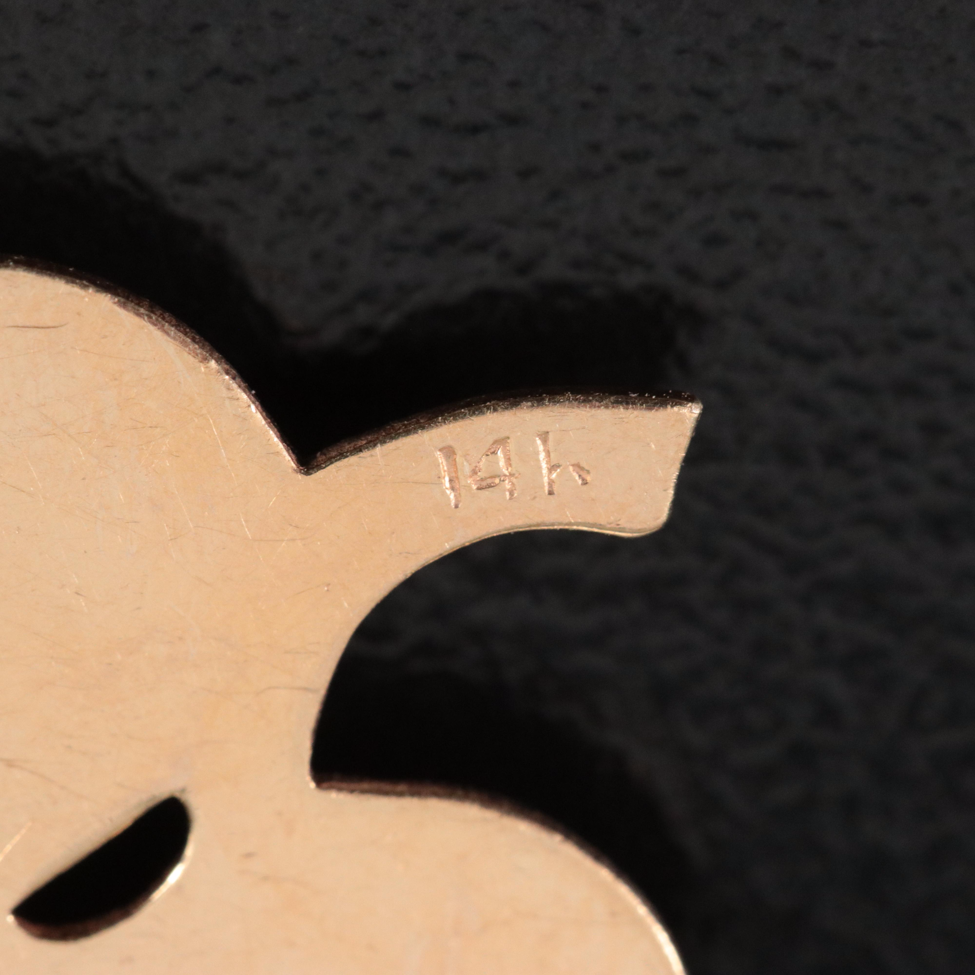 Vintage 14K Ruby and Pearl Clover Pendant