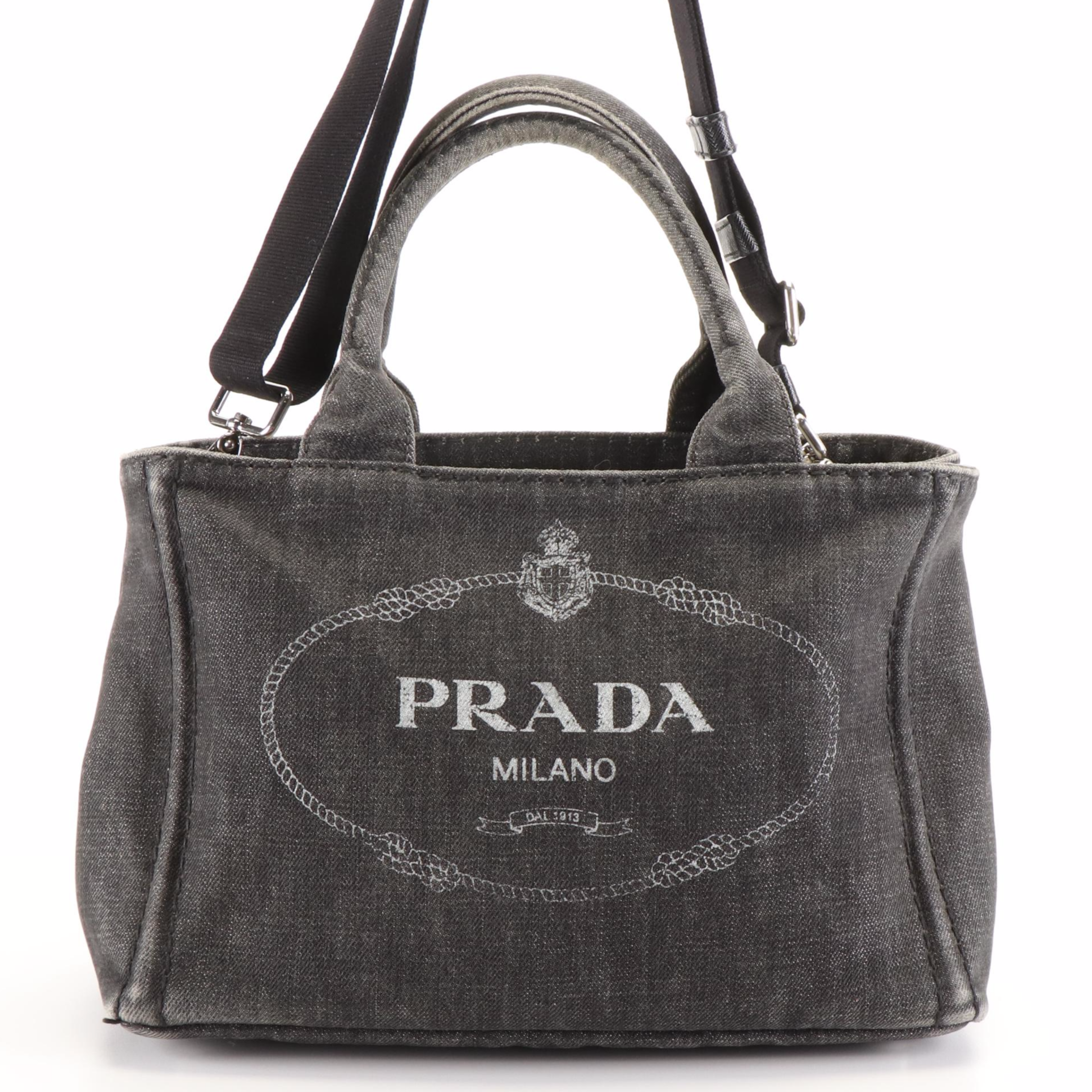 Prada Canapa Denim Tote Handbag